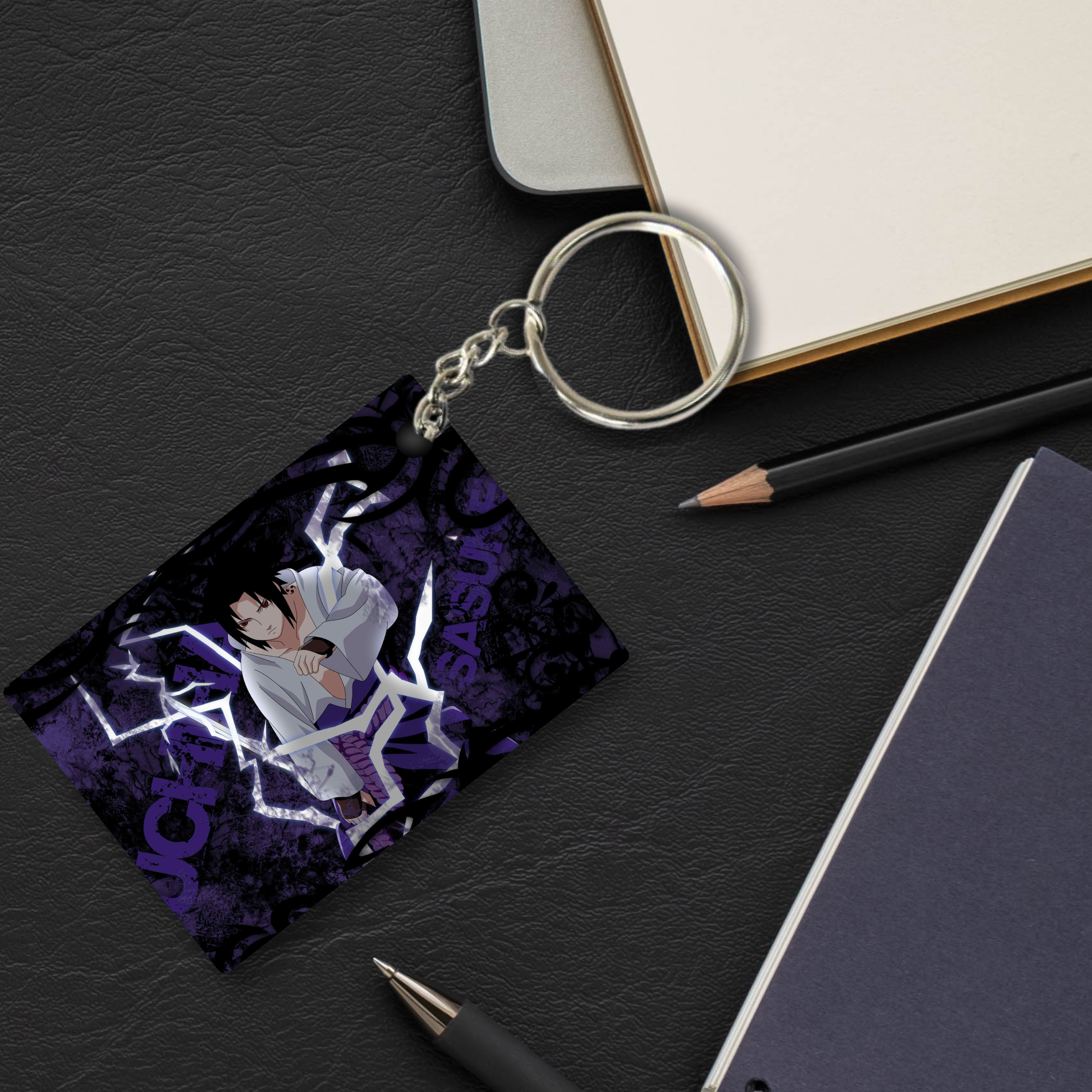 Replix Premium (Pack Of 4) Anime Printed Keychain For Bike, Scooty, Car, Acrylic Keyholder (Sasuke 2)