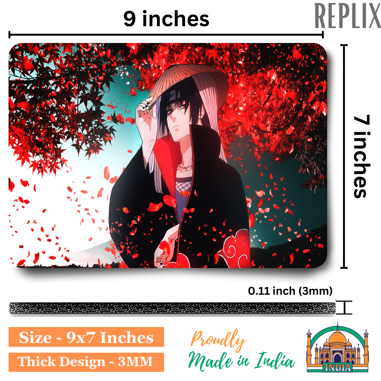 Replix Anime Mouse Pad (9 inch x 7 inch) - Itachi 10 Printed Mousepad Mousepad