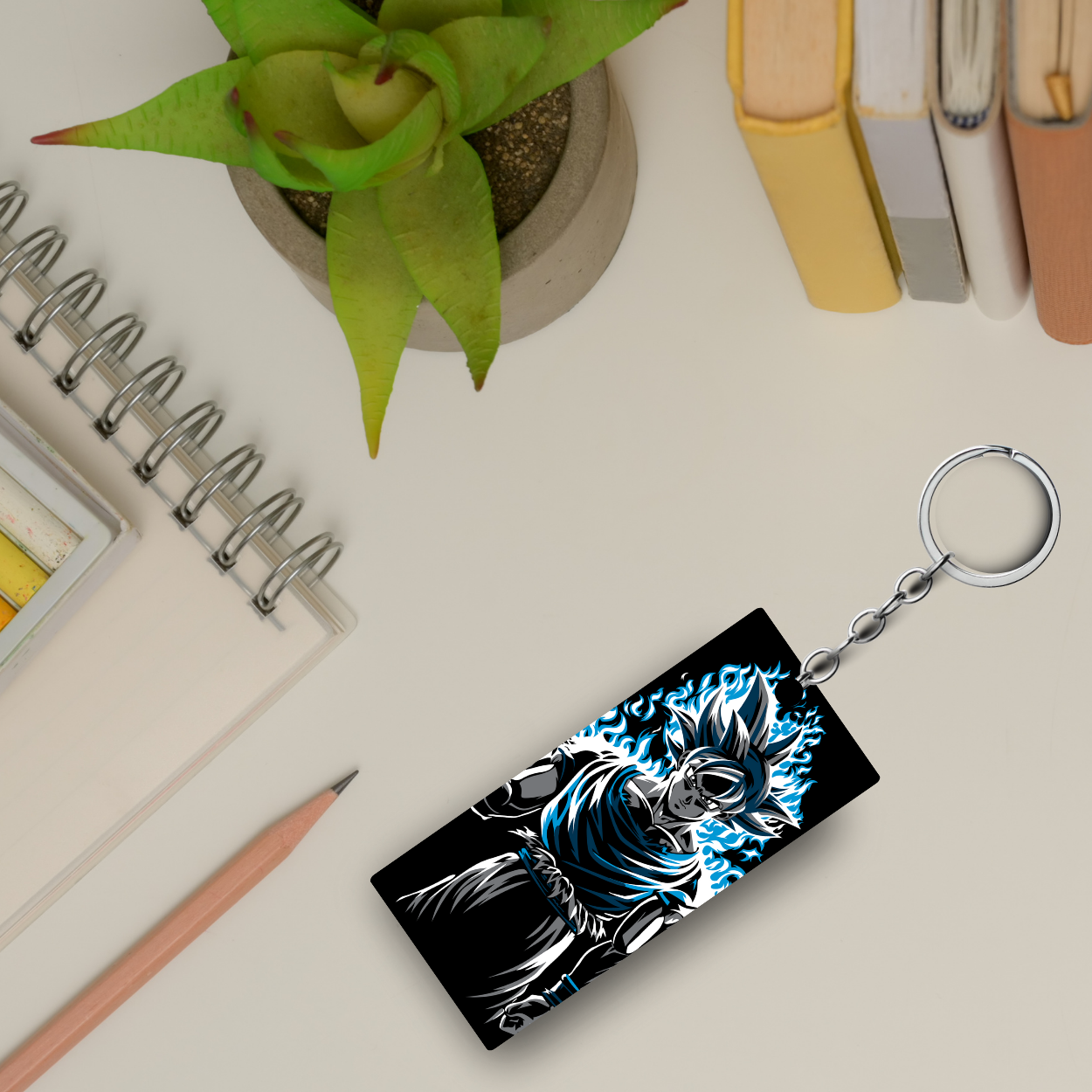 Replix Premium (Pack Of 4) Anime Printed Keychain For Bike, Scooty, Car, Acrylic Keyholder (Big Goku)