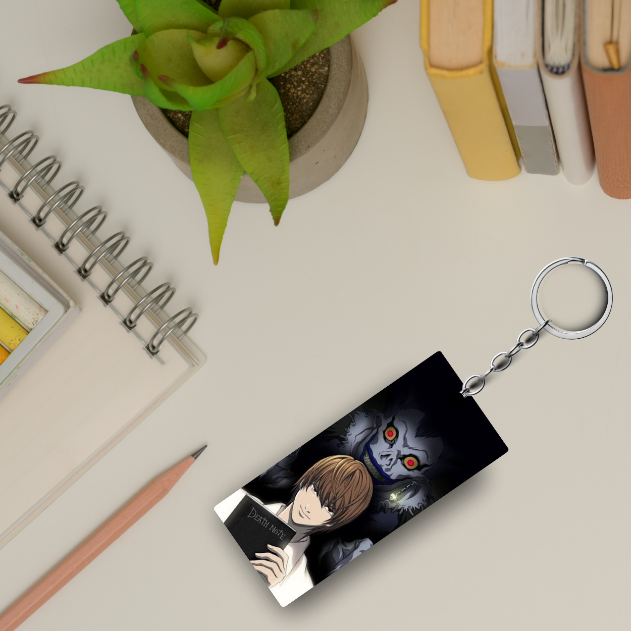 Replix Premium (Pack Of 4) Anime Printed Keychain For Bike, Scooty, Car, Acrylic Keyholder (Death Note)