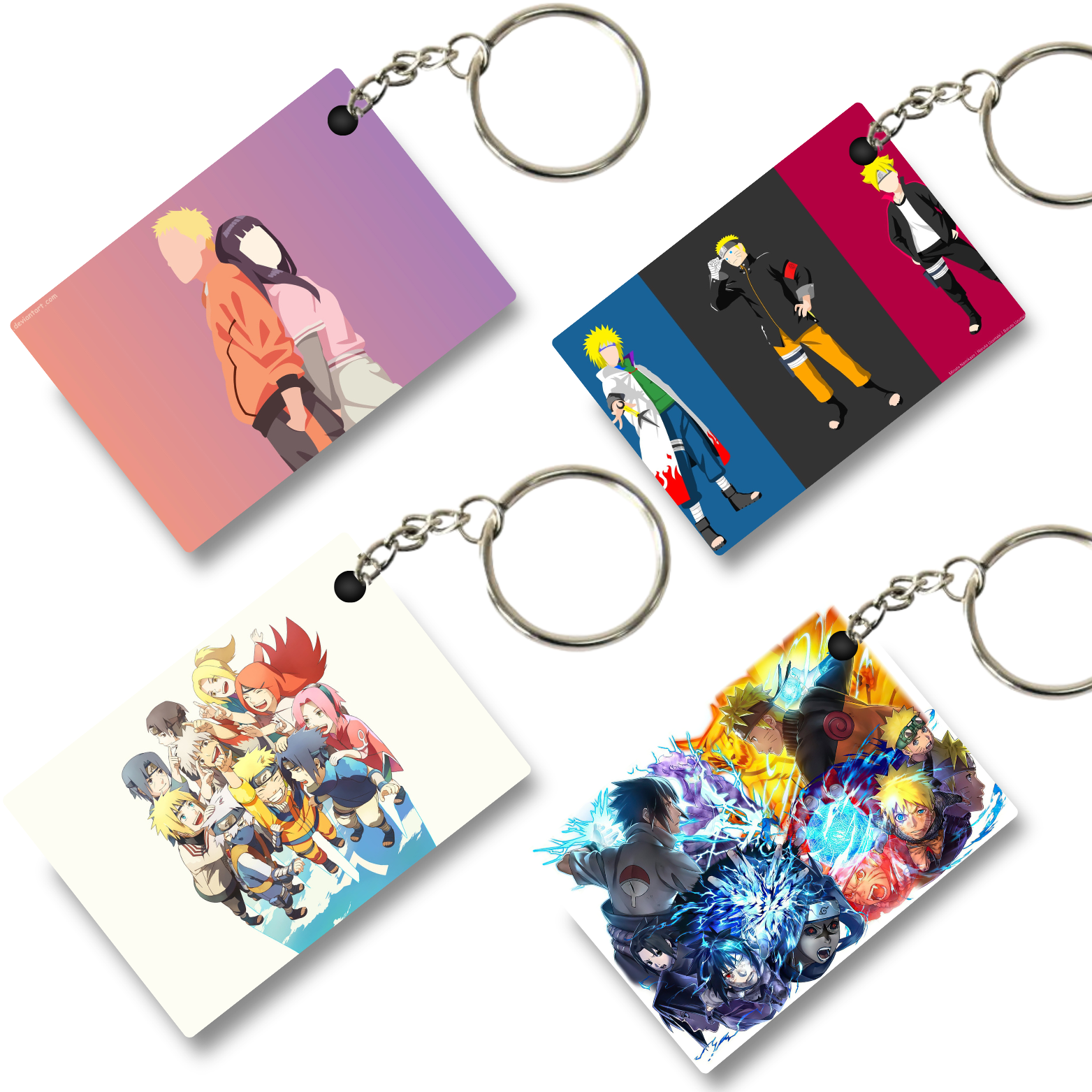 Replix Premium (Pack Of 4) Anime Printed Keychain For Bike, Scooty, Car, Acrylic Keyholder (Naruto 6)