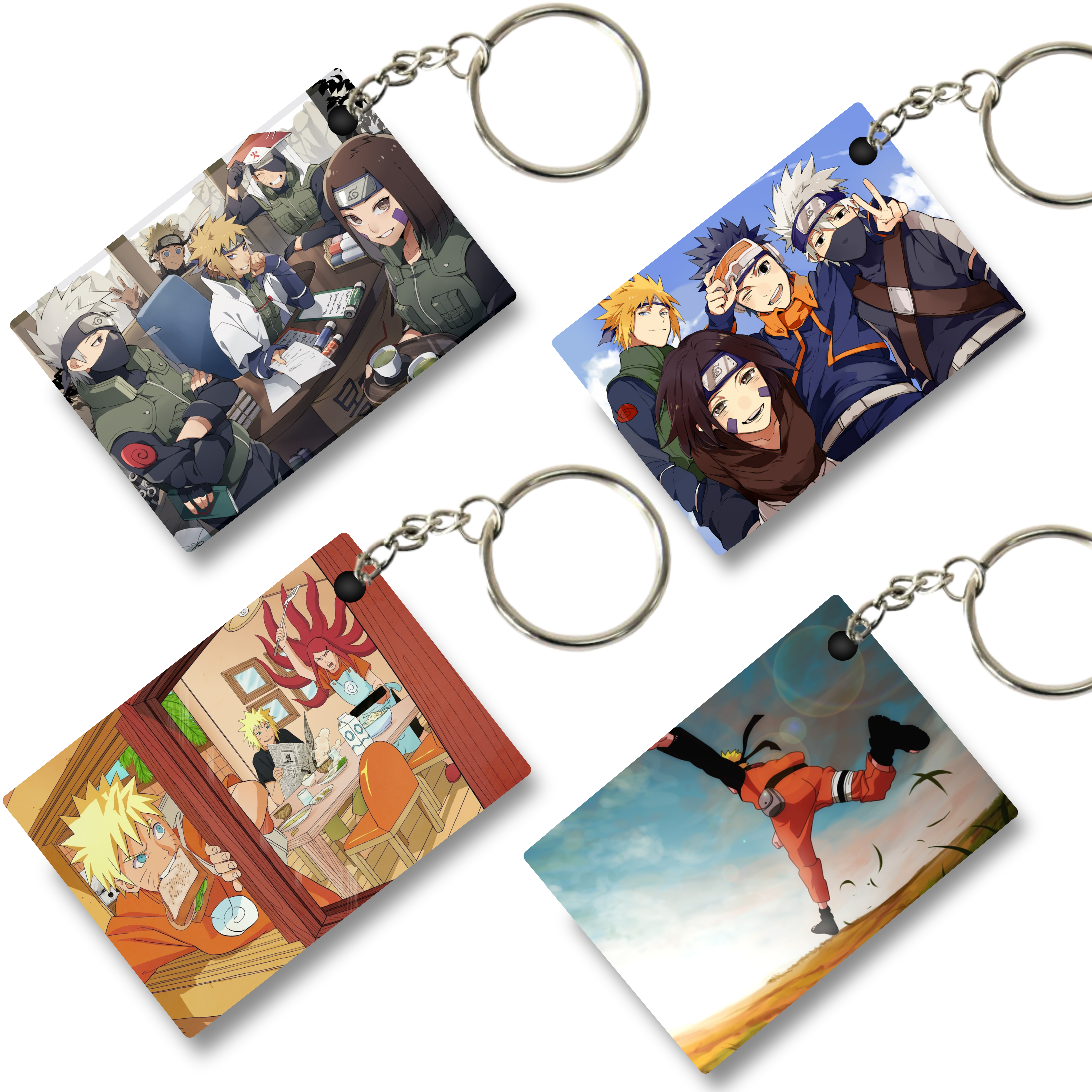 Replix Premium (Pack Of 4) Anime Printed Keychain For Bike, Scooty, Car, Acrylic Keyholder (Naruto 11)
