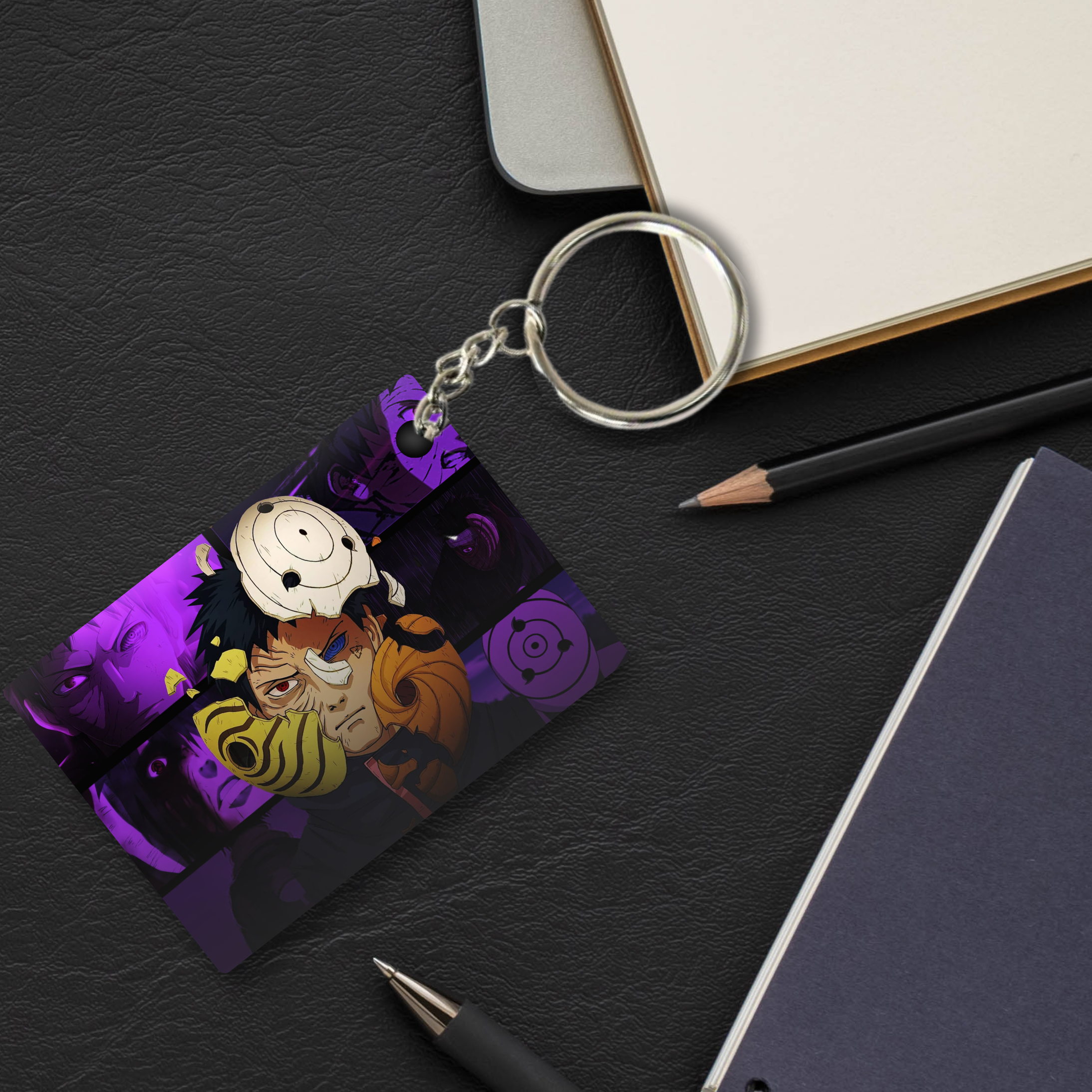Replix Premium (Pack Of 4) Anime Printed Keychain For Bike, Scooty, Car, Acrylic Keyholder (Obito And Madara)