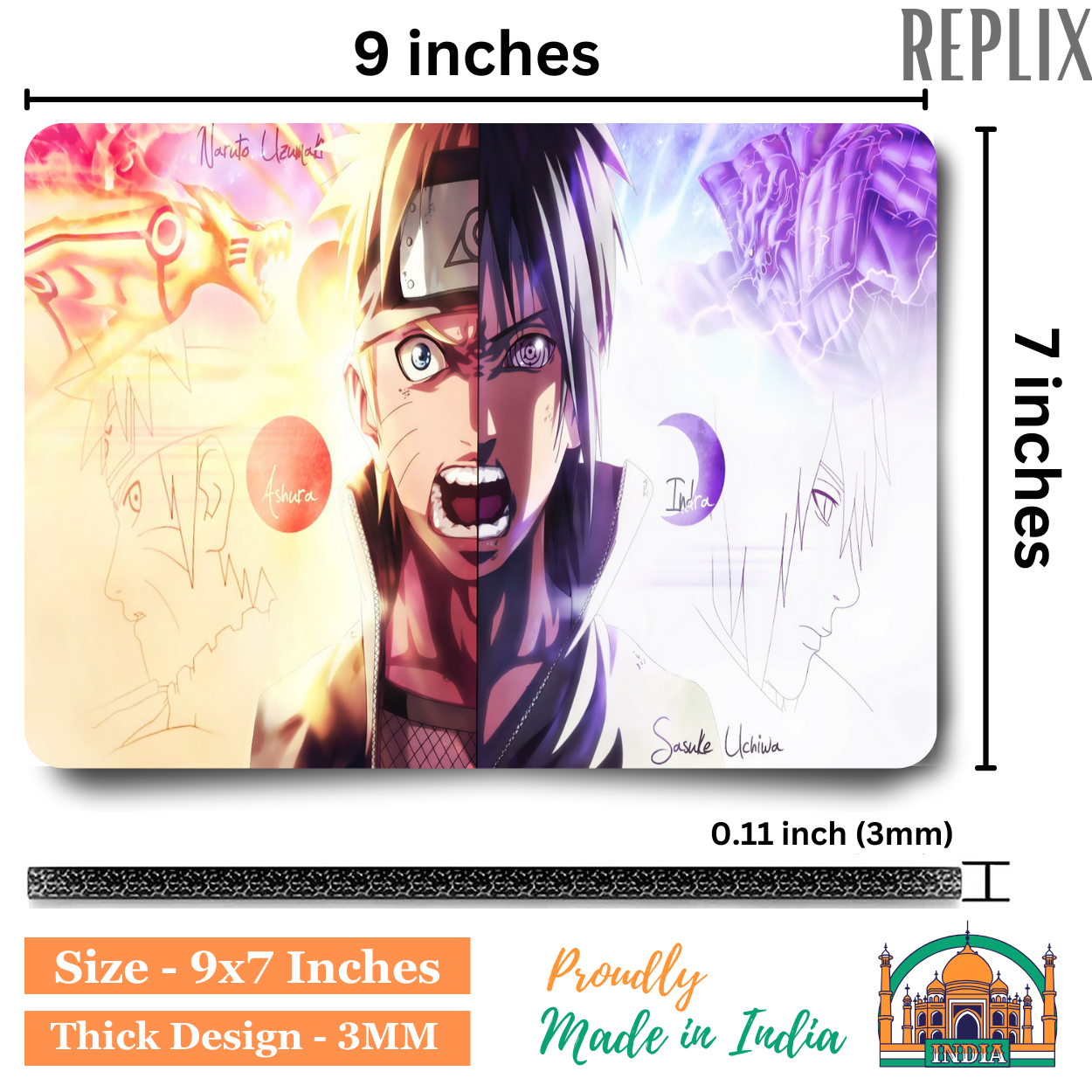 Replix Anime Mouse Pad (9 inch x 7 inch) - Naruto Sasuke 3 Printed Mousepad Mousepad