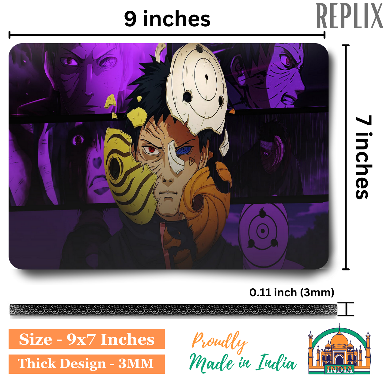 Replix Anime Mouse Pad (9 inch x 7 inch) - Purple Obito Printed Mousepad Mousepad