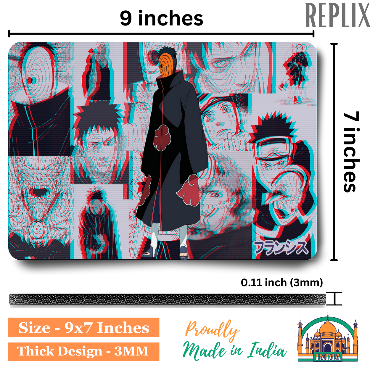 Replix Anime Mouse Pad (9 inch x 7 inch) - Obito 1 Printed Mousepad Mousepad