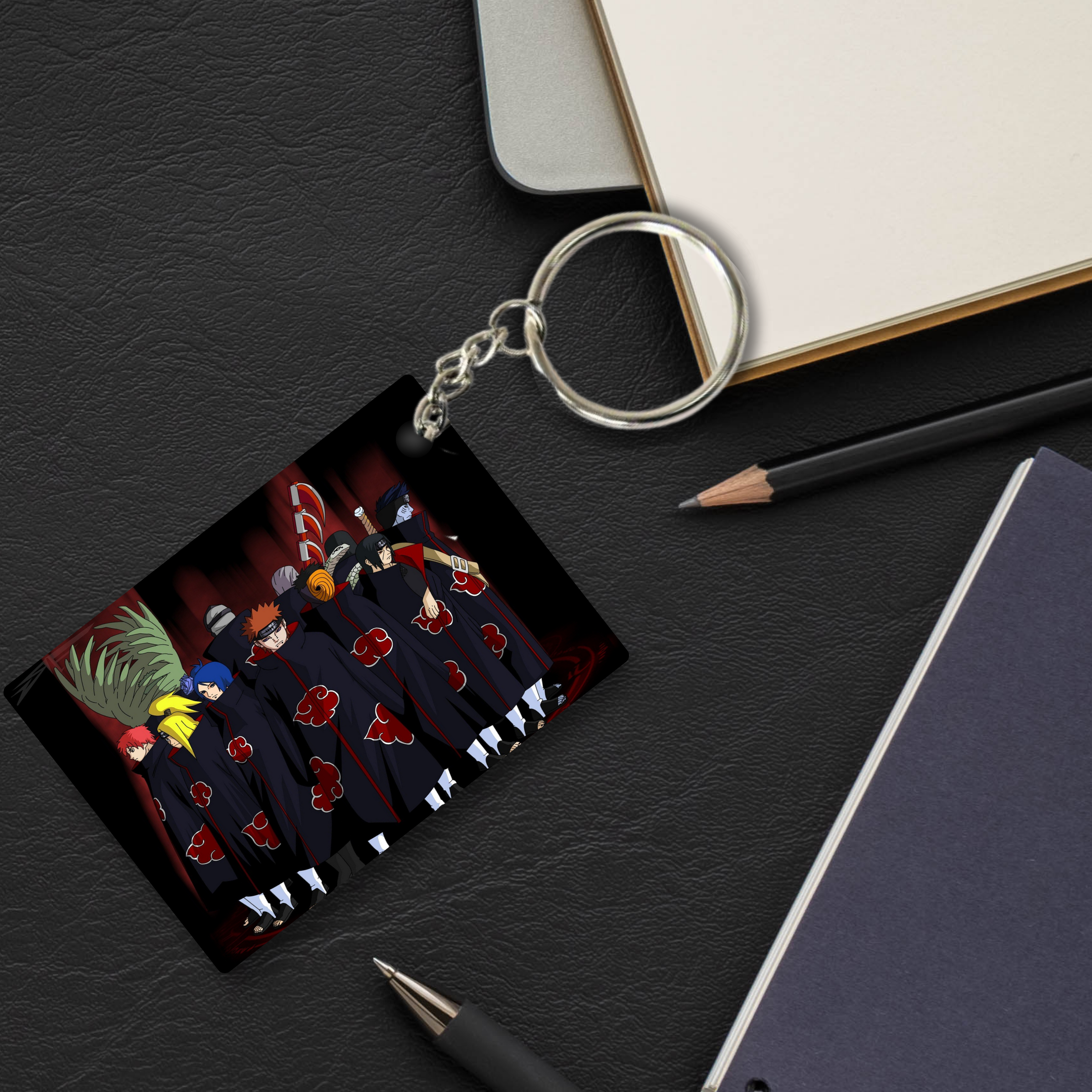Replix Premium (Pack Of 4) Anime Printed Keychain For Bike, Scooty, Car, Acrylic Keyholder (Akatsuki 4)