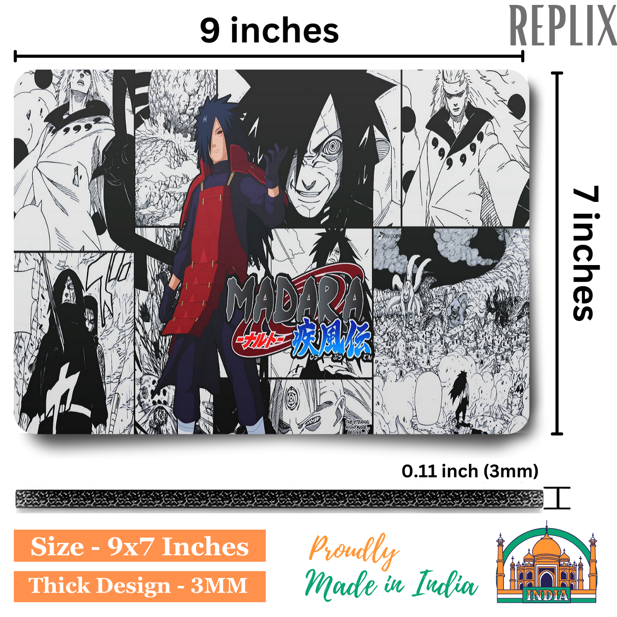Replix Anime Mouse Pad (9 inch x 7 inch) - Madara Written Printed Mousepad Mousepad