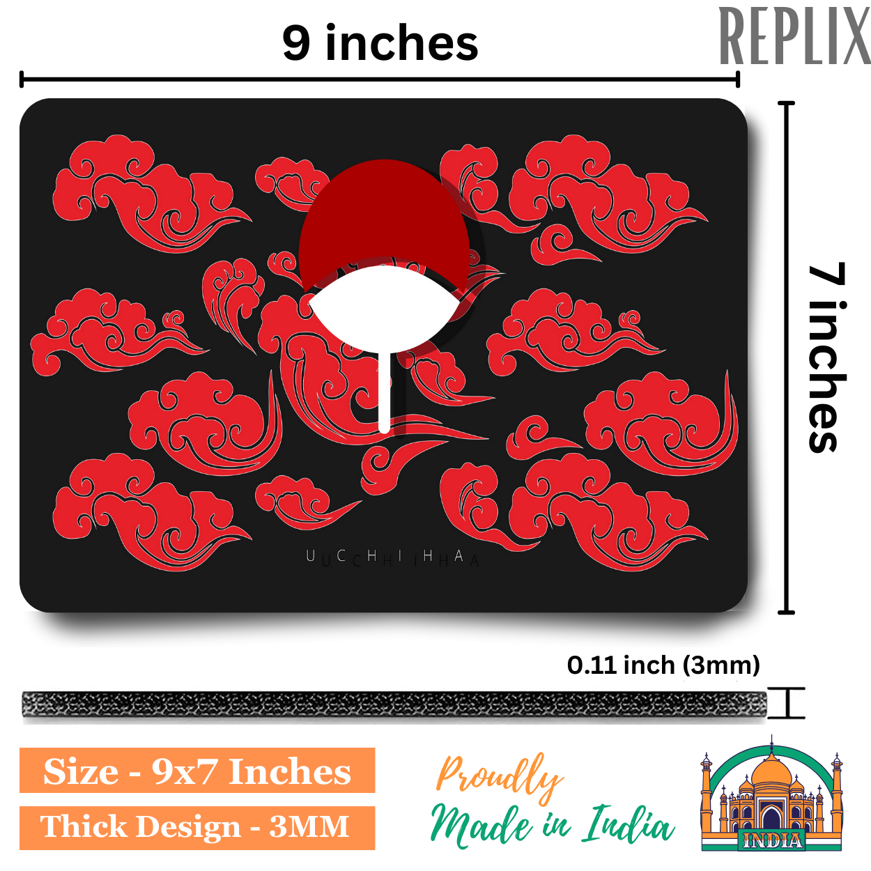 Replix Anime Mouse Pad (9 inch x 7 inch) - Uchiha Flag Printed Mousepad Mousepad