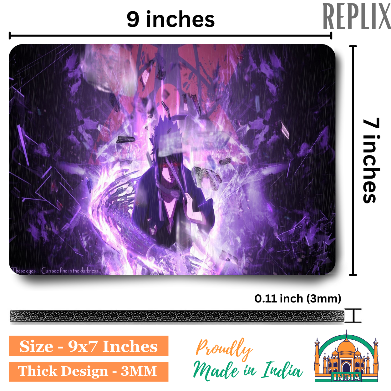 Replix Anime Mouse Pad (9 inch x 7 inch) - Sasuke 5 Printed Mousepad Mousepad
