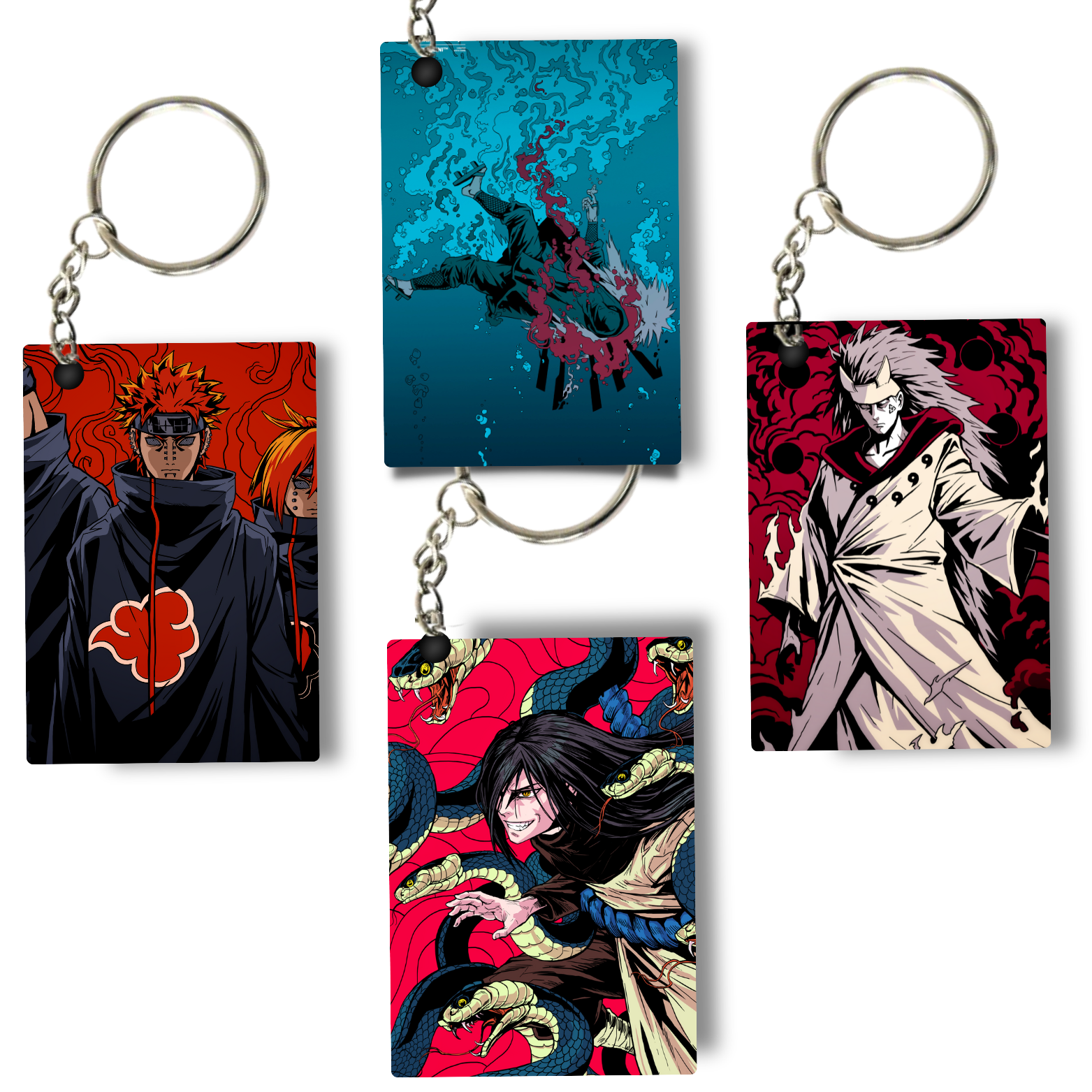 Replix Premium (Pack Of 4) Anime Printed Keychain For Bike, Scooty, Car, Acrylic Keyholder (Naruto 2)