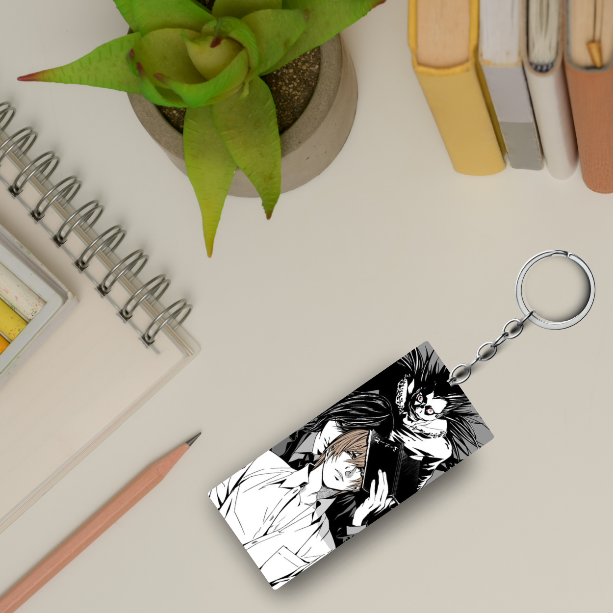Replix Premium (Pack Of 4) Anime Printed Keychain For Bike, Scooty, Car, Acrylic Keyholder (Death Note)