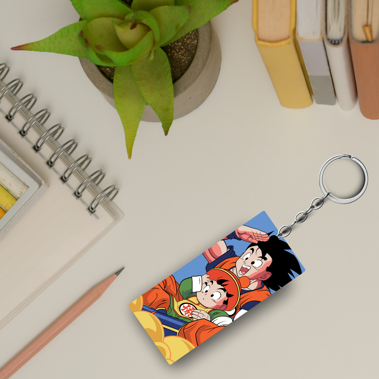 Replix Premium (Pack Of 4) Anime Printed Keychain For Bike, Scooty, Car, Acrylic Keyholder (Goku 2 long)