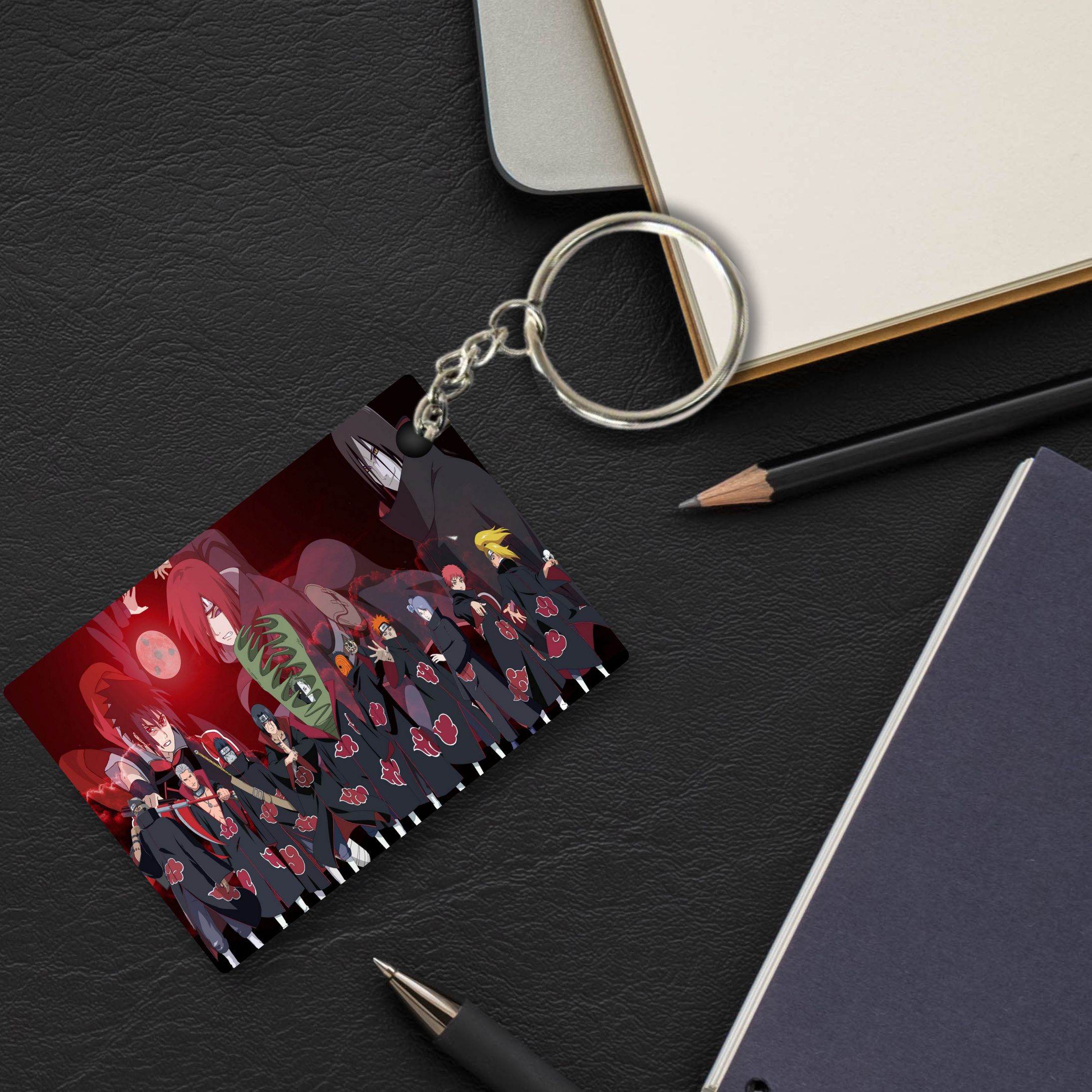 Replix Premium (Pack Of 4) Anime Printed Keychain For Bike, Scooty, Car, Acrylic Keyholder (Akatsuki 4)