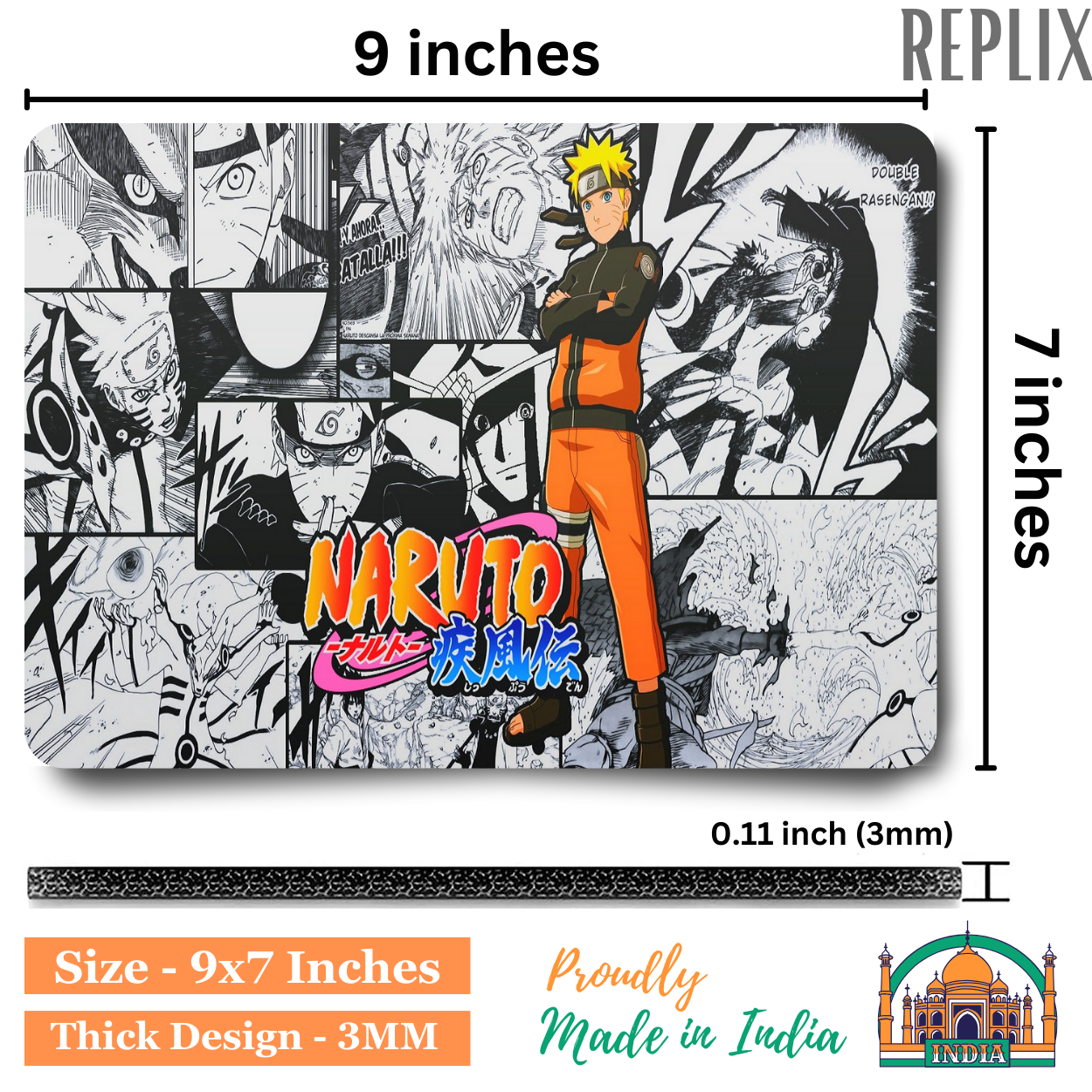 Replix Anime Mouse Pad (9 inch x 7 inch) - Naruto Written Printed Mousepad Mousepad