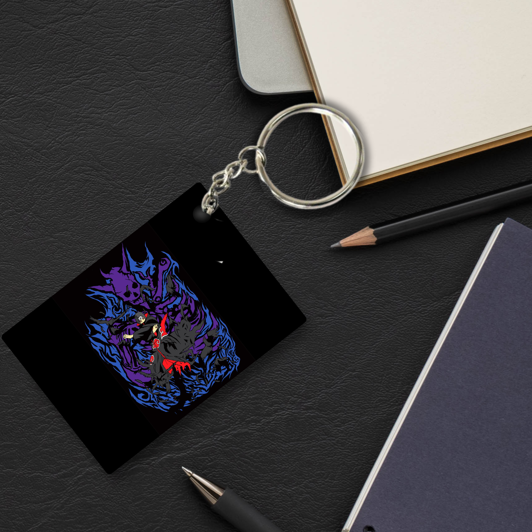 Replix Premium (Pack Of 4) Anime Printed Keychain For Bike, Scooty, Car, Acrylic Keyholder (Itachi Uchiha 3)