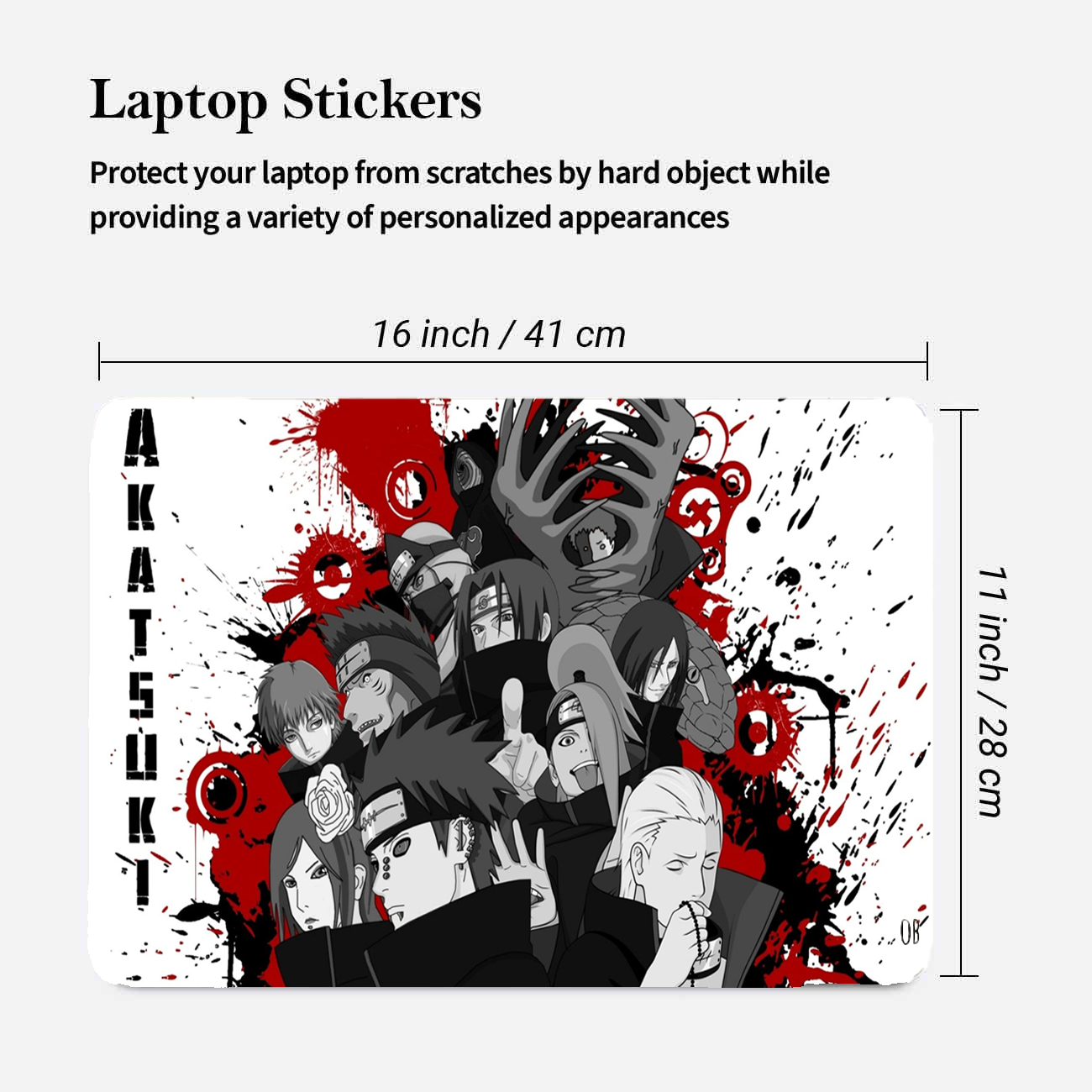 Replix White Akatsuki Anime Vinyl Laptop Skin with Free Sticker Compatible for All Laptops Vinyl Laptop Decal 15.6
