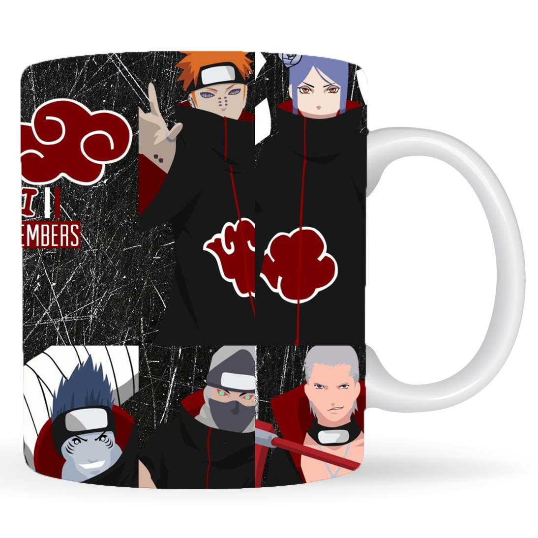 Replix Naruto Anime Printed Coffee Mug, White Ceramic Milk Mug Anime Printed, 350 ml for Gifting and Present (Akatsuki 4)