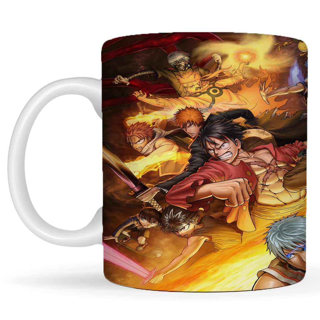 Replix Naruto Anime Printed Coffee Mug, White Ceramic Milk Mug Anime Printed, 350 ml for Gifting and Present (Anime Fight)