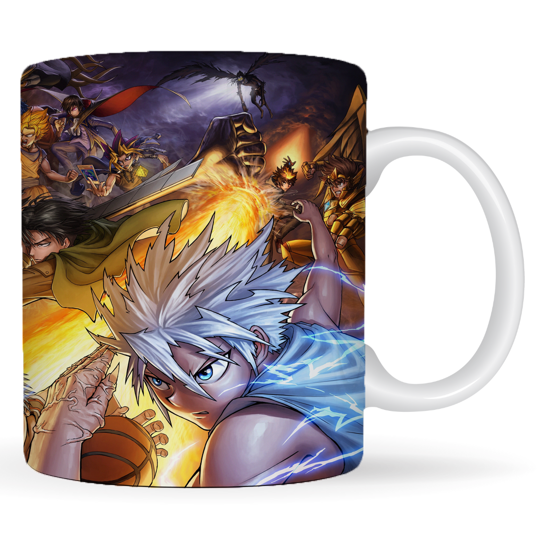 Replix Naruto Anime Printed Coffee Mug, White Ceramic Milk Mug Anime Printed, 350 ml for Gifting and Present (Anime Fight)