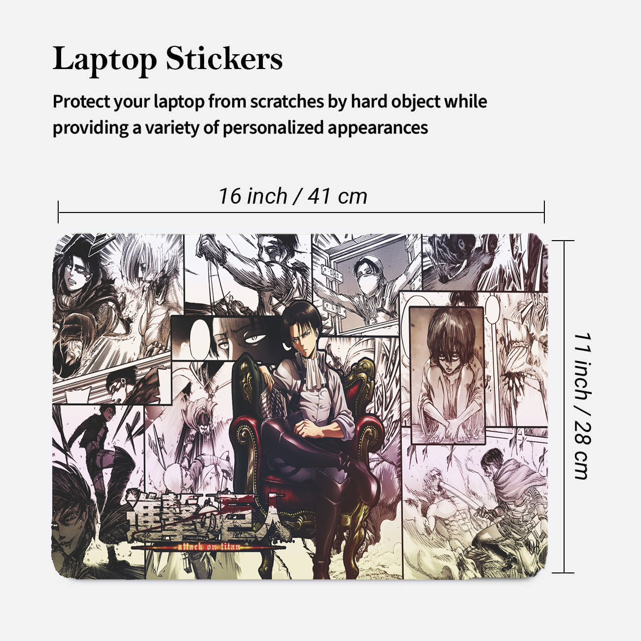 Replix Levi Anime Vinyl Laptop Skin with Free Sticker Compatible for All Laptops Vinyl Laptop Decal 15.6