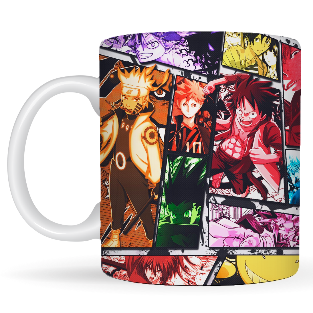 Replix Naruto Anime Printed Coffee Mug, White Ceramic Milk Mug Anime Printed, 350 ml for Gifting and Present (Fight)