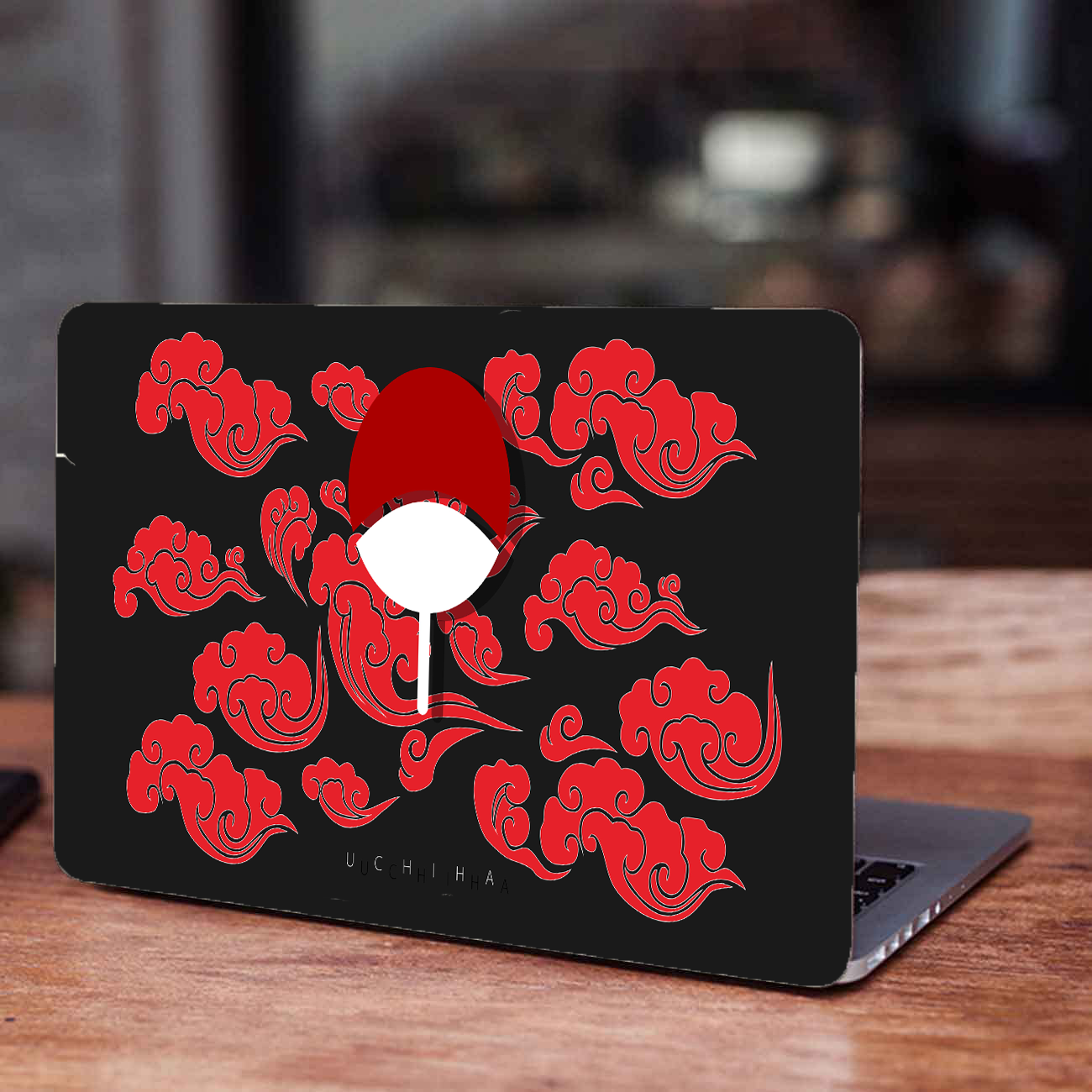 Replix Uchiha Flag Anime Vinyl Laptop Skin with Free Sticker Compatible for All Laptops Vinyl Laptop Decal 15.6