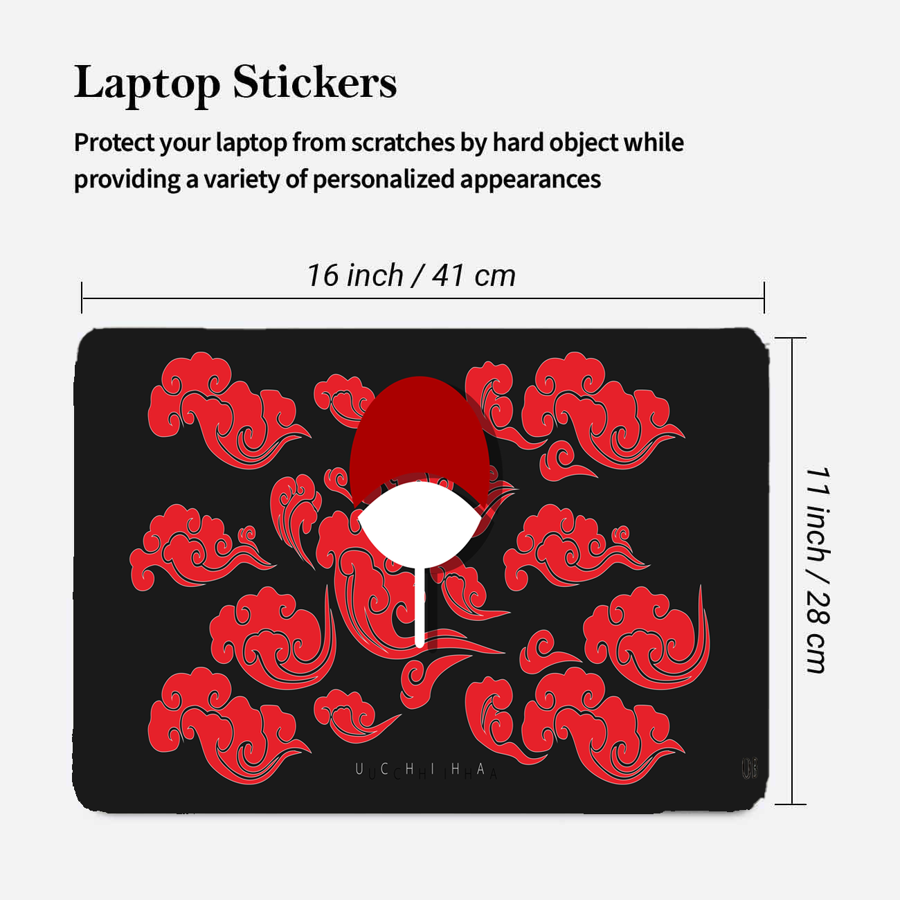 Replix Uchiha Flag Anime Vinyl Laptop Skin with Free Sticker Compatible for All Laptops Vinyl Laptop Decal 15.6