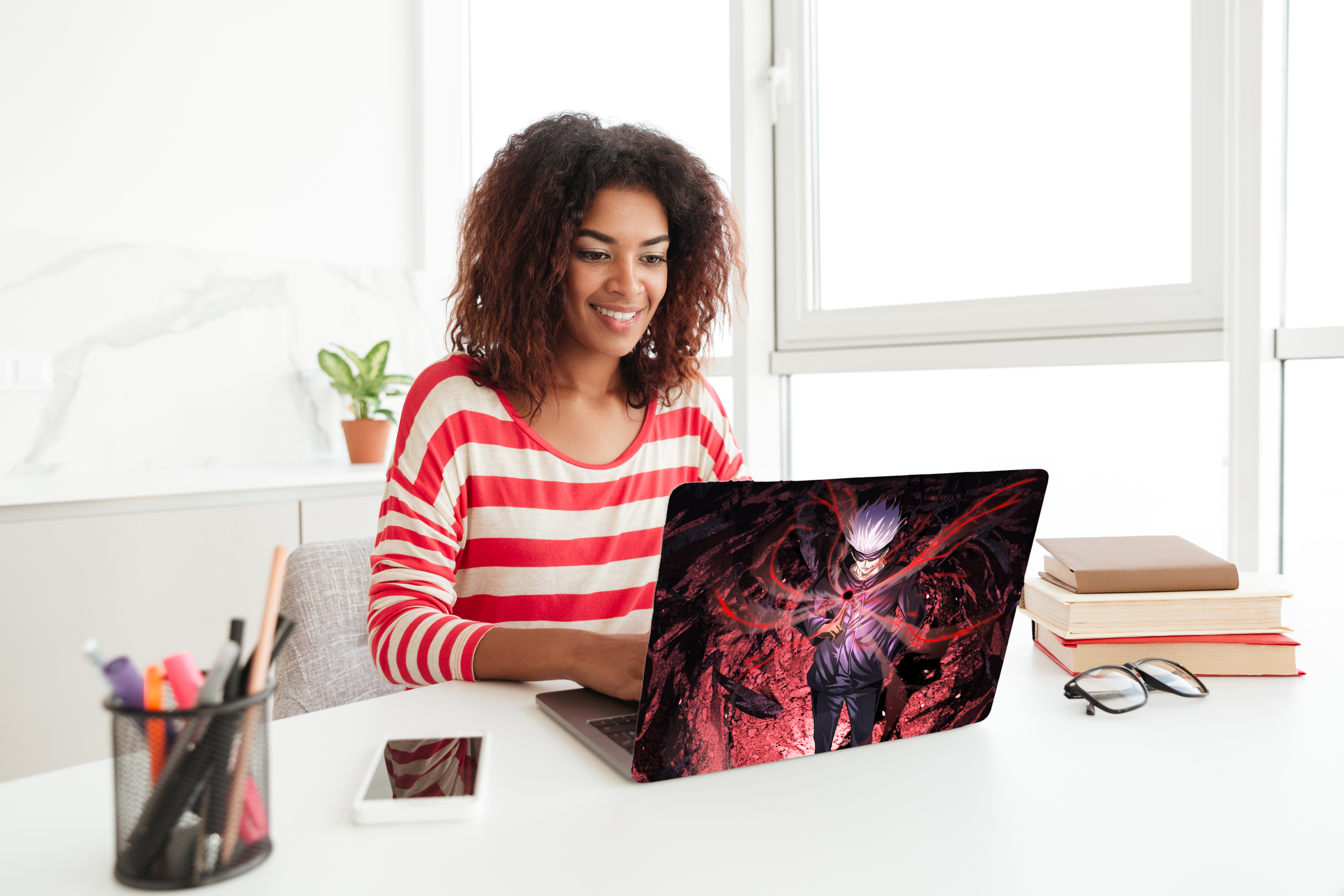 Replix Gojo 2 Anime Vinyl Laptop Skin with Free Sticker Compatible for All Laptops Vinyl Laptop Decal 15.6