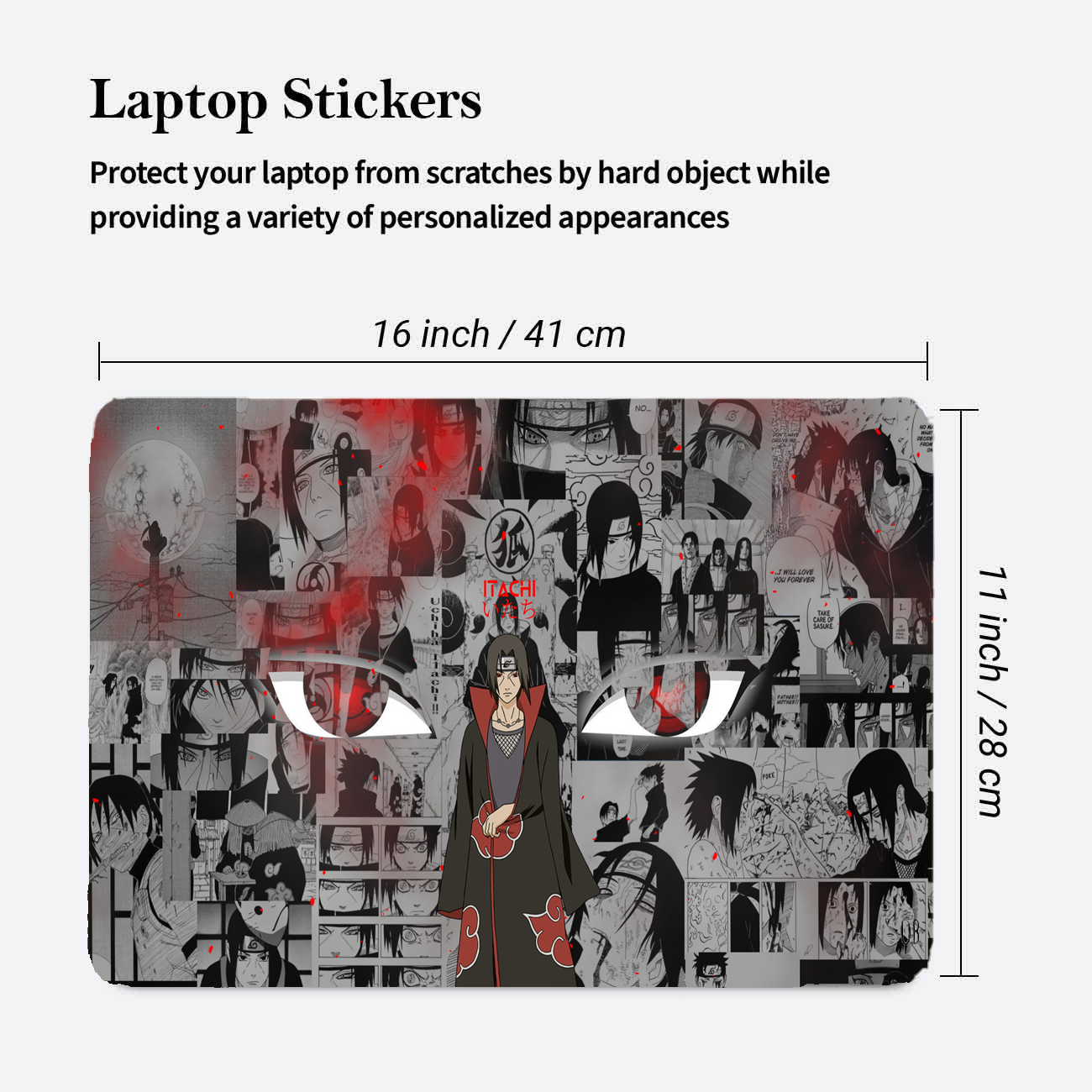 Replix Itachi 5 Anime Vinyl Laptop Skin with Free Sticker Compatible for All Laptops Vinyl Laptop Decal 15.6