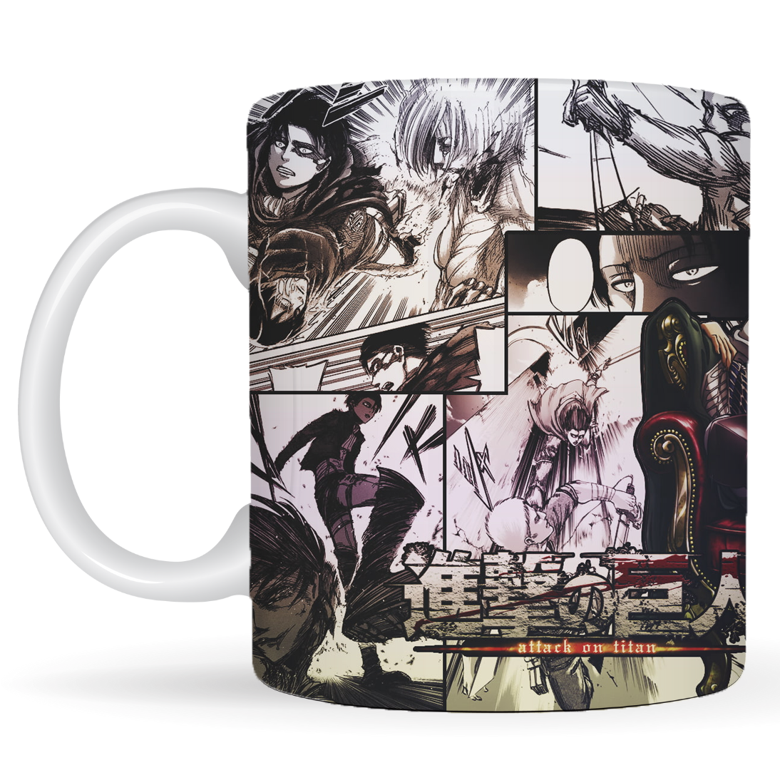 Replix Naruto Anime Printed Coffee Mug, White Ceramic Milk Mug Anime Printed, 350 ml for Gifting and Present (Levi)