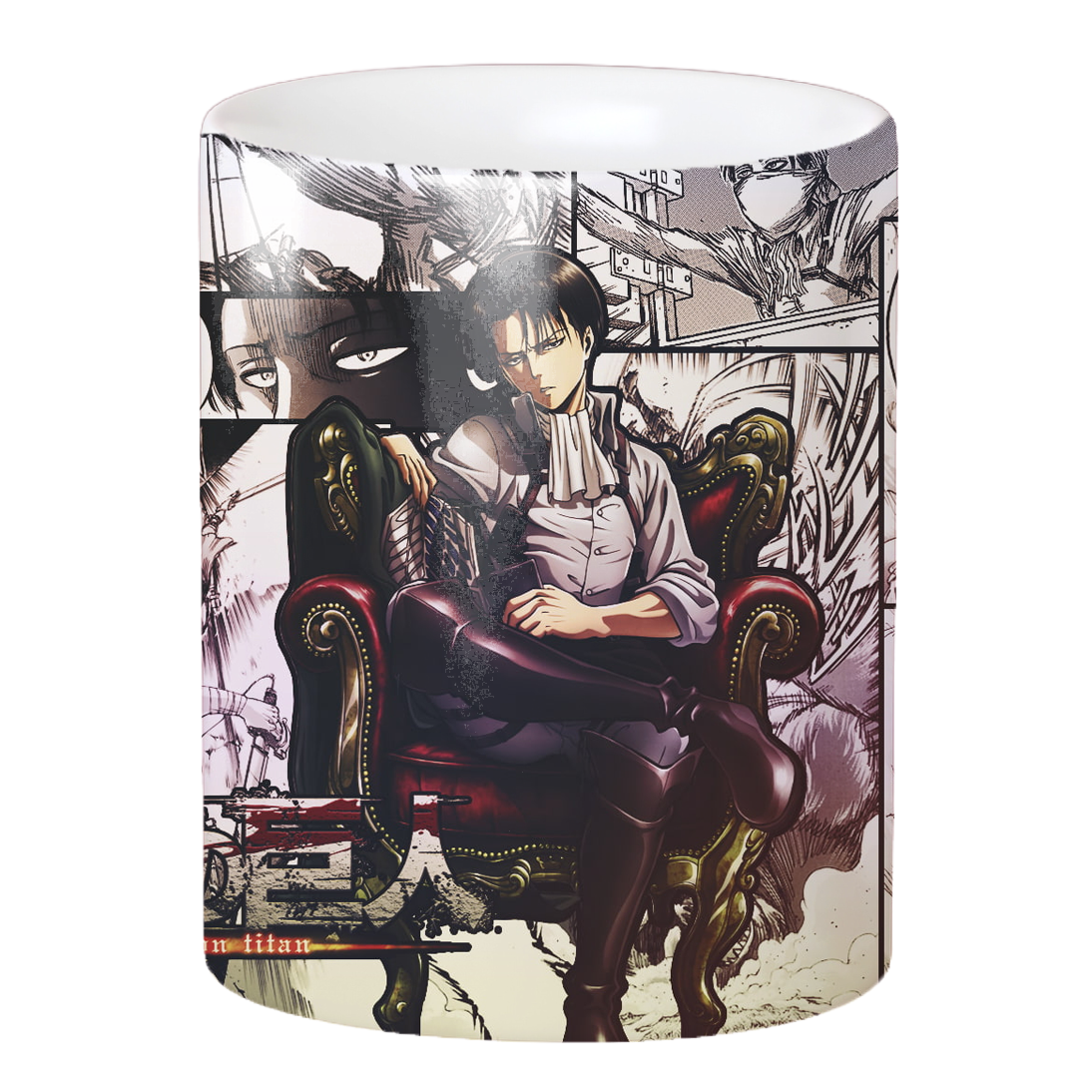 Replix Naruto Anime Printed Coffee Mug, White Ceramic Milk Mug Anime Printed, 350 ml for Gifting and Present (Levi)