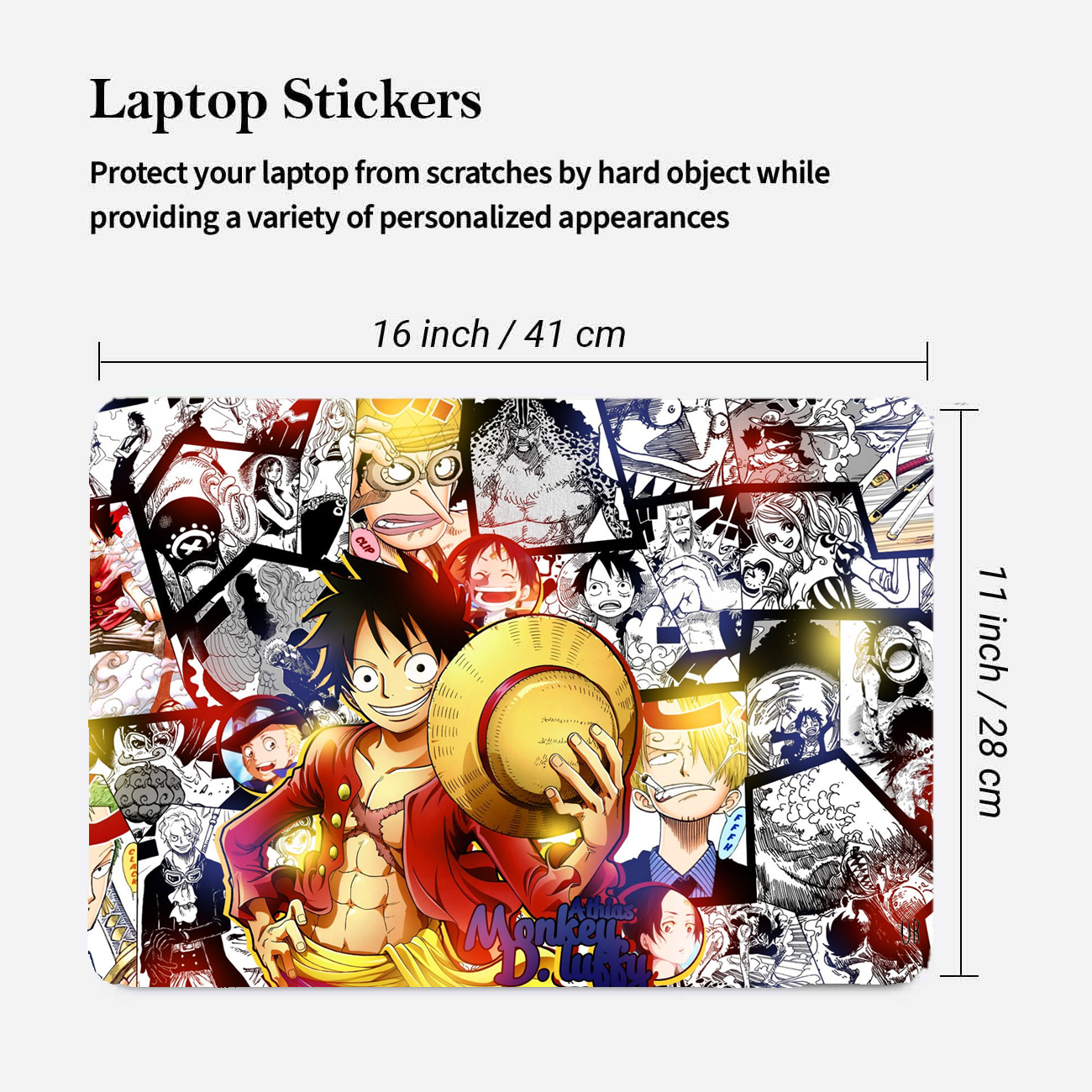 Replix Luffy Anime Vinyl Laptop Skin with Free Sticker Compatible for All Laptops Vinyl Laptop Decal 15.6