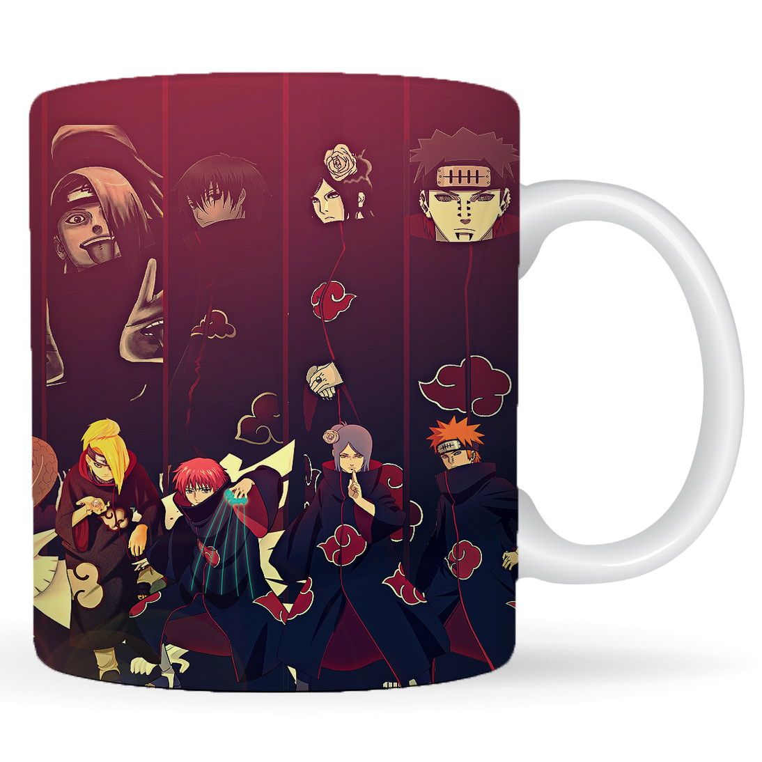 Replix Naruto Anime Printed Coffee Mug, White Ceramic Milk Mug Anime Printed, 350 ml for Gifting and Present (Akatsuki 1)