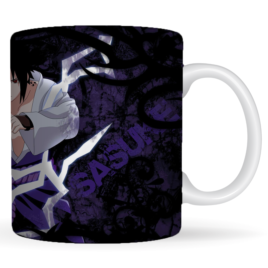 Replix Naruto Anime Printed Coffee Mug, White Ceramic Milk Mug Anime Printed, 350 ml for Gifting and Present (Sasuke 4)