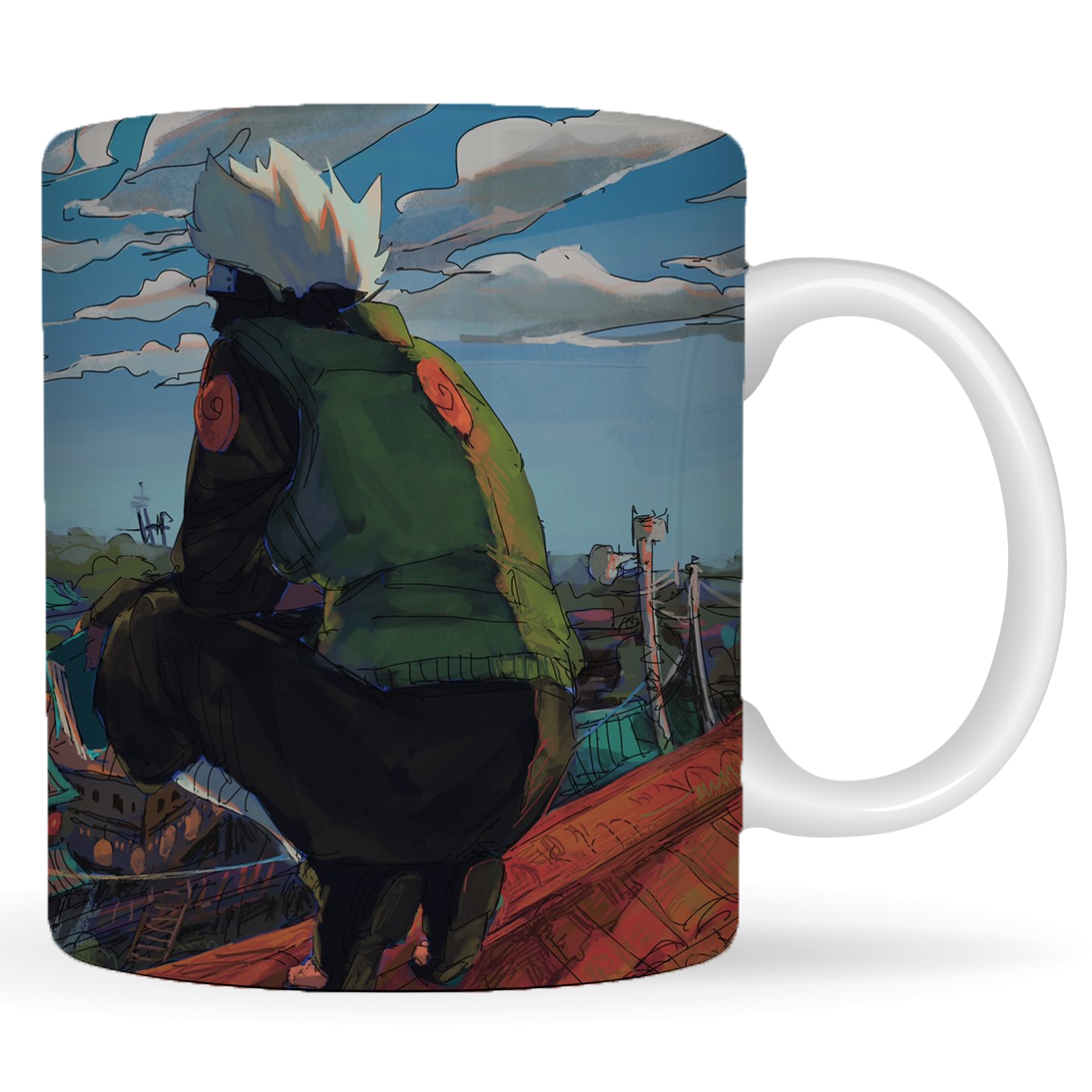 Replix Naruto Anime Printed Coffee Mug, White Ceramic Milk Mug Anime Printed, 350 ml for Gifting and Present (Kakashi)