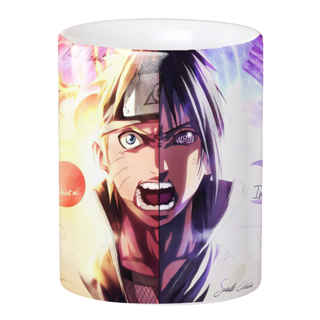 Replix Naruto Anime Printed Coffee Mug, White Ceramic Milk Mug Anime Printed, 350 ml for Gifting and Present (Naruto Sasuke)