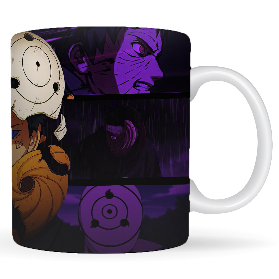 Replix Naruto Anime Printed Coffee Mug, White Ceramic Milk Mug Anime Printed, 350 ml for Gifting and Present (Purple Obito)