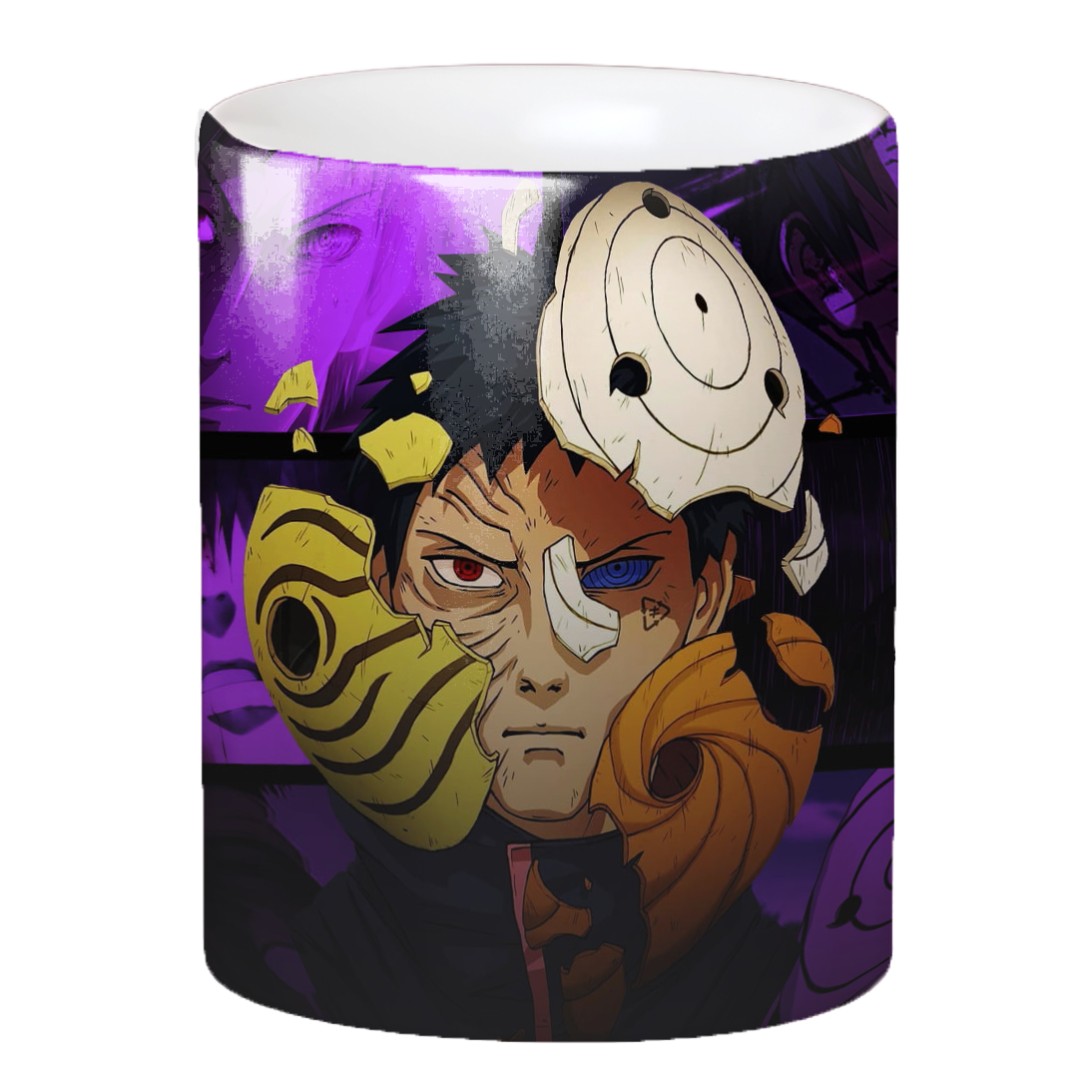 Replix Naruto Anime Printed Coffee Mug, White Ceramic Milk Mug Anime Printed, 350 ml for Gifting and Present (Purple Obito)