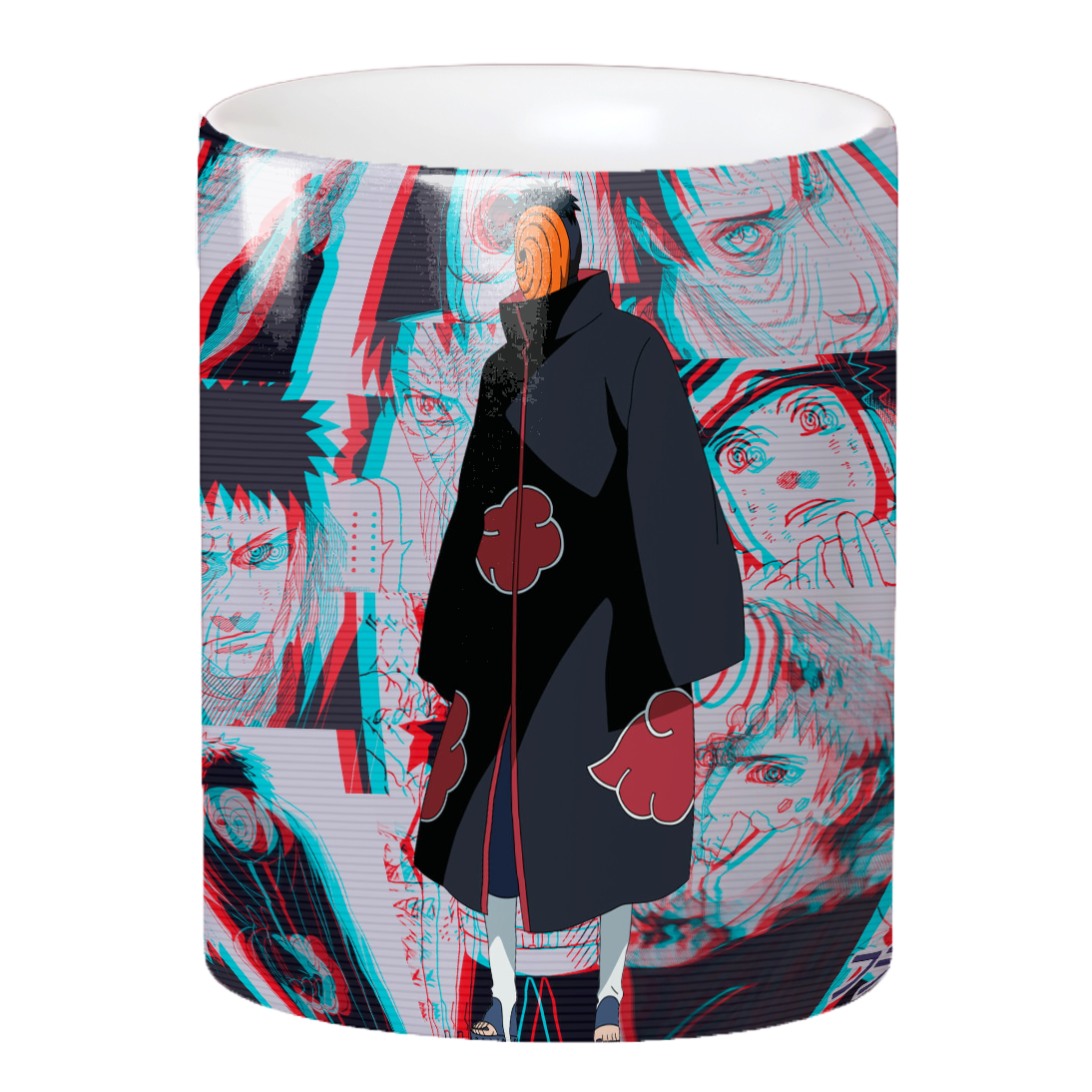 Replix Naruto Anime Printed Coffee Mug, White Ceramic Milk Mug Anime Printed, 350 ml for Gifting and Present (Glitch Obito)