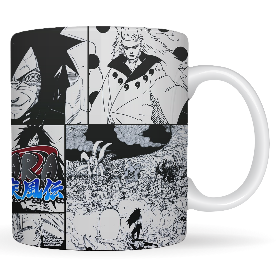 Replix Naruto Anime Printed Coffee Mug, White Ceramic Milk Mug Anime Printed, 350 ml for Gifting and Present (Madara Written)
