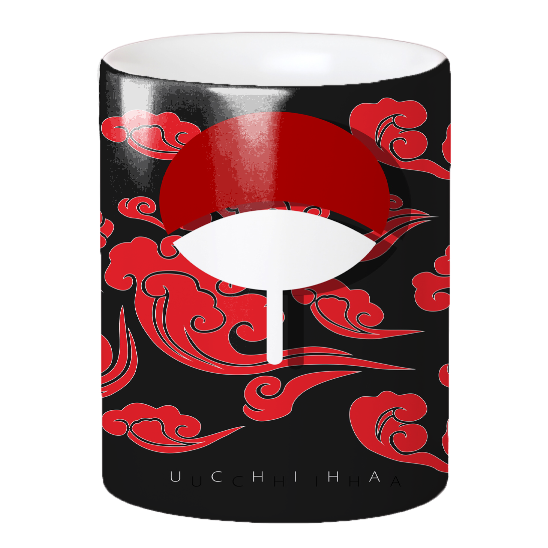 Replix Naruto Anime Printed Coffee Mug, White Ceramic Milk Mug Anime Printed, 350 ml for Gifting and Present (Uchiha Flag)