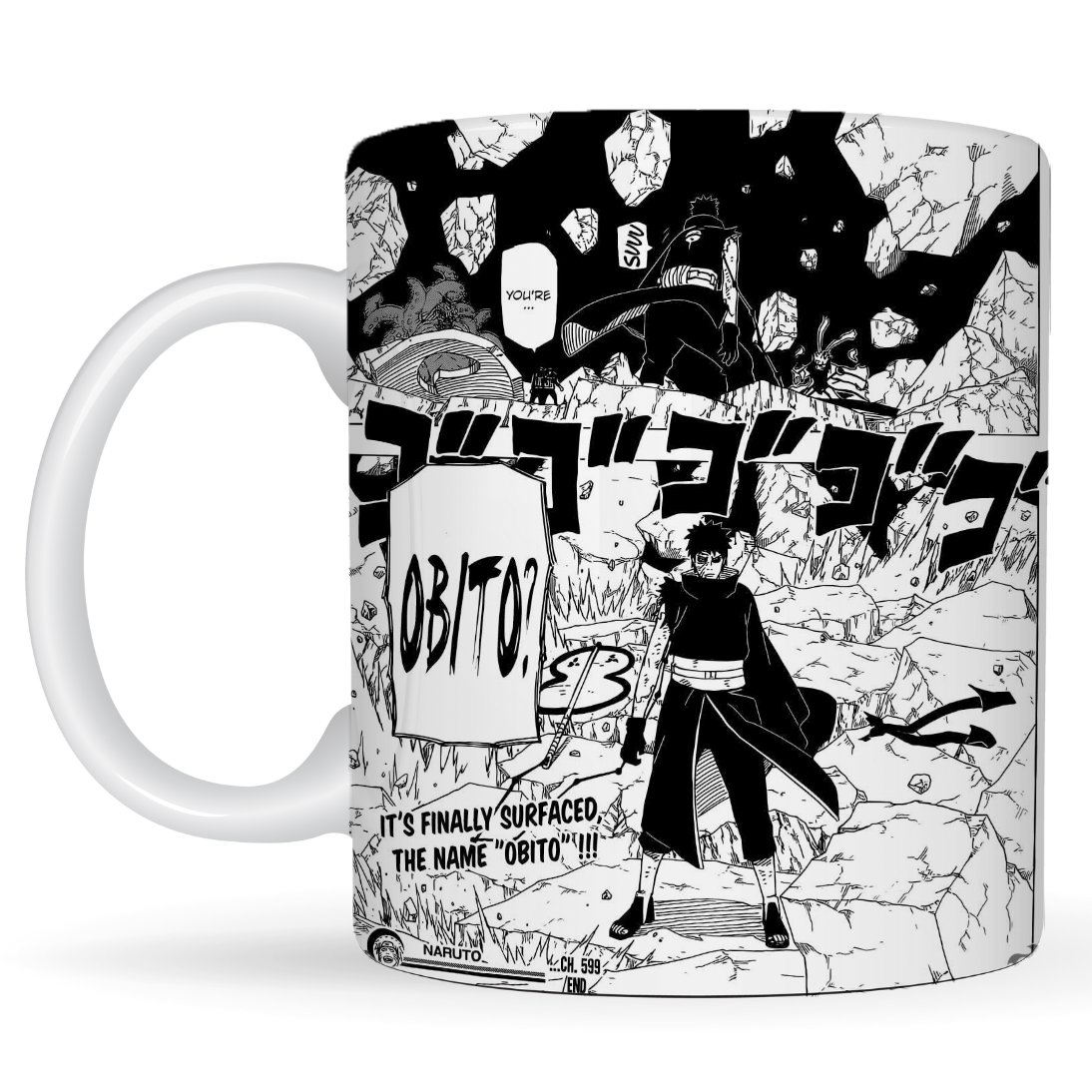 Replix Naruto Anime Printed Coffee Mug, White Ceramic Milk Mug Anime Printed, 350 ml for Gifting and Present (Manga Obito)