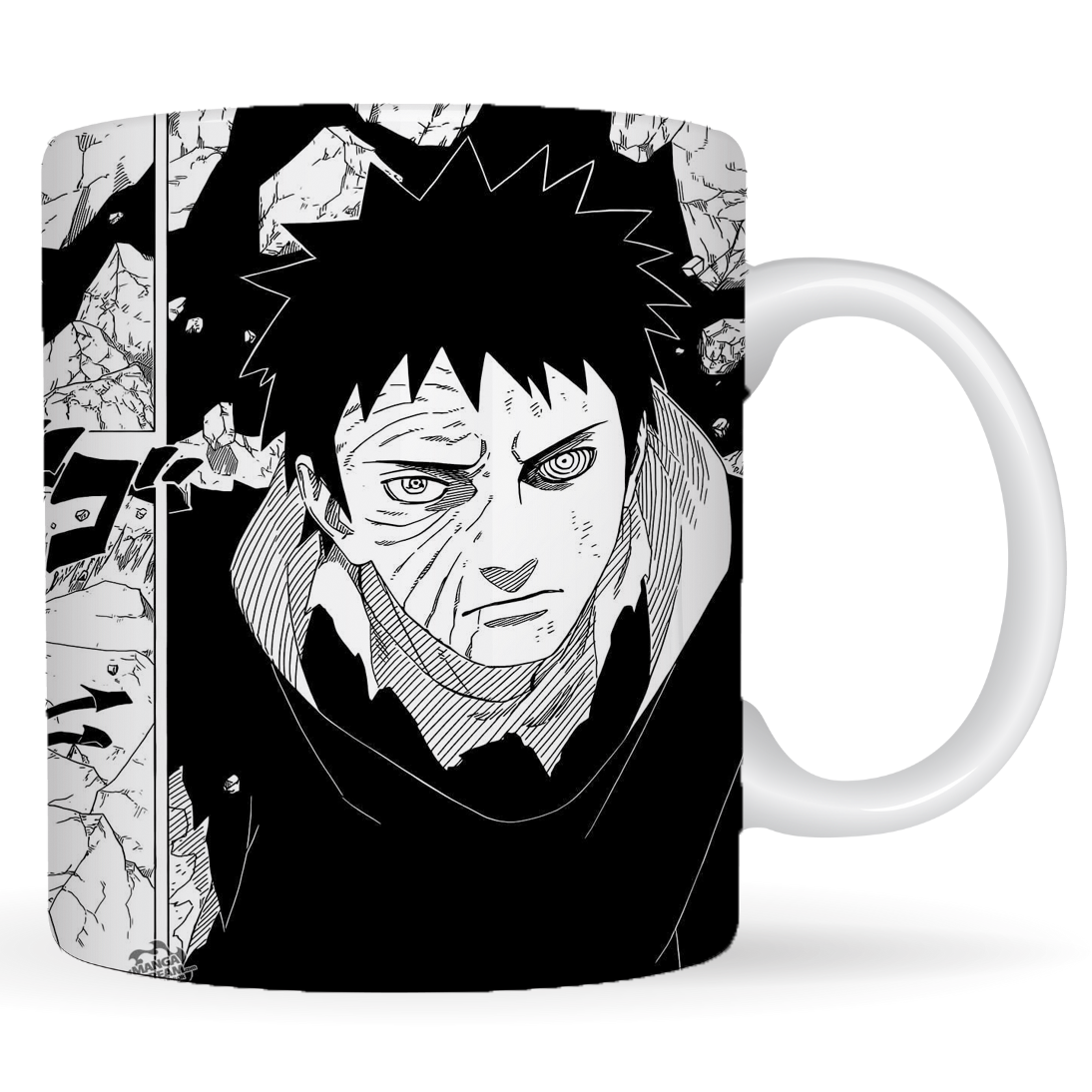 Replix Naruto Anime Printed Coffee Mug, White Ceramic Milk Mug Anime Printed, 350 ml for Gifting and Present (Manga Obito)