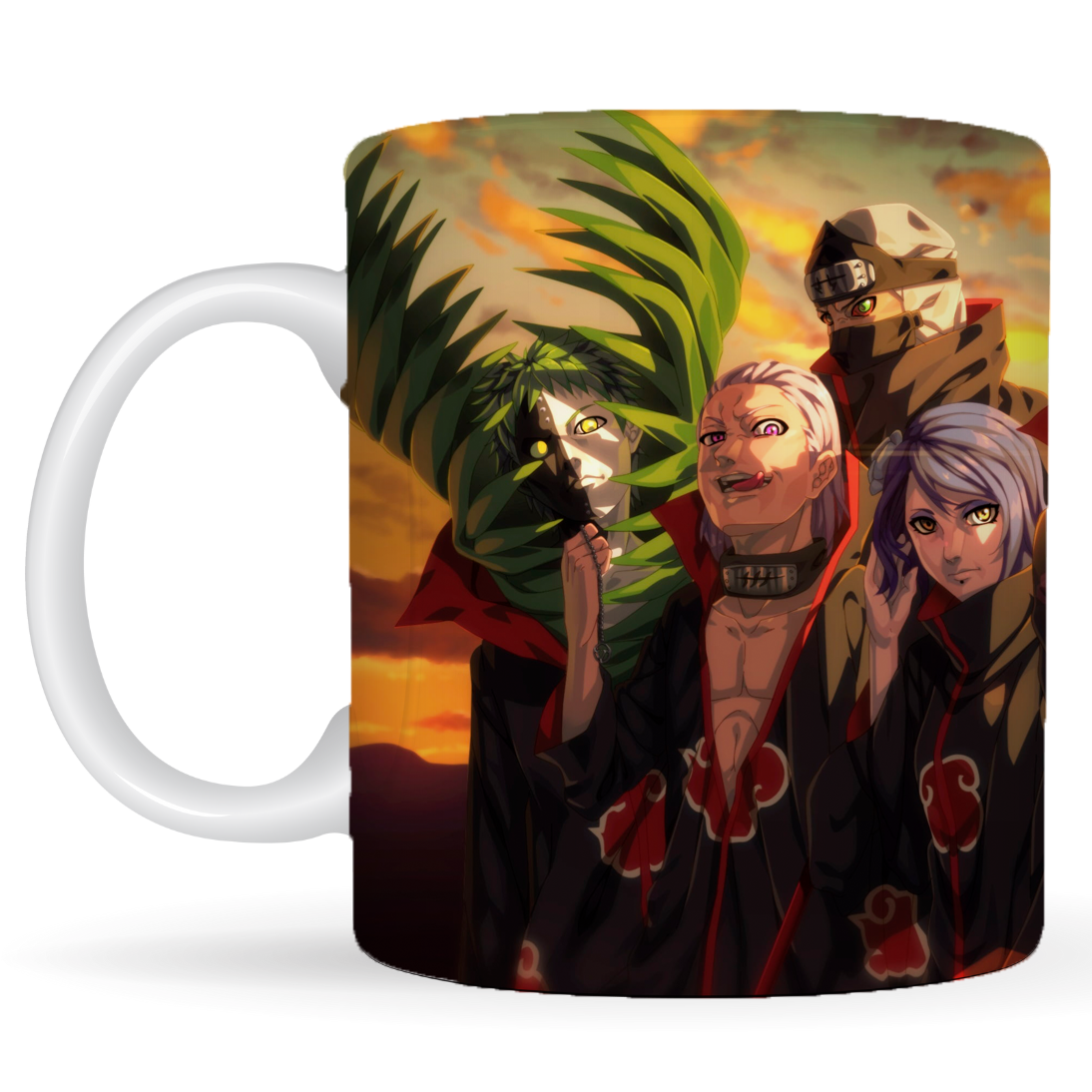 Replix Naruto Anime Printed Coffee Mug, White Ceramic Milk Mug Anime Printed, 350 ml for Gifting and Present (Akatsuki 2)
