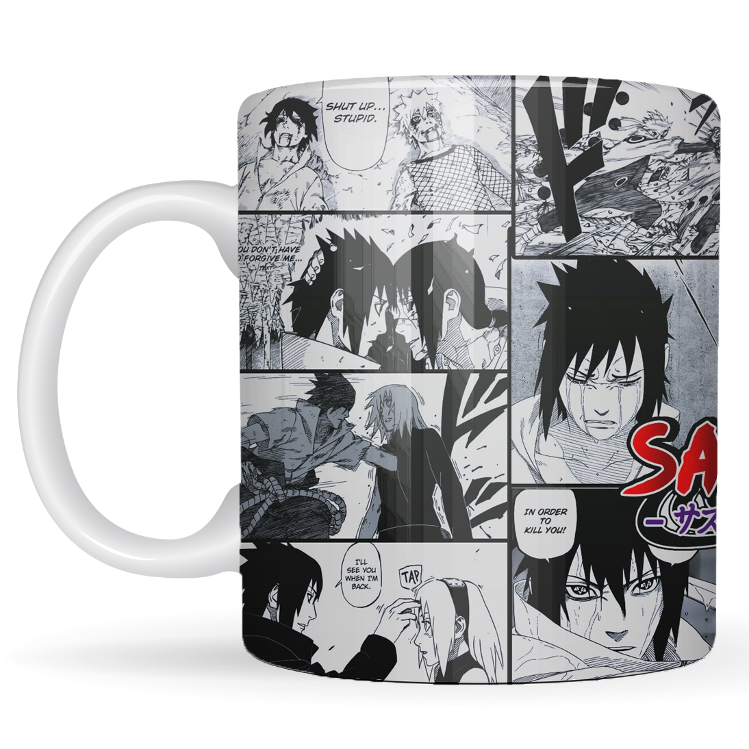 Replix Naruto Anime Printed Coffee Mug, White Ceramic Milk Mug Anime Printed, 350 ml for Gifting and Present (Sasuke 1)