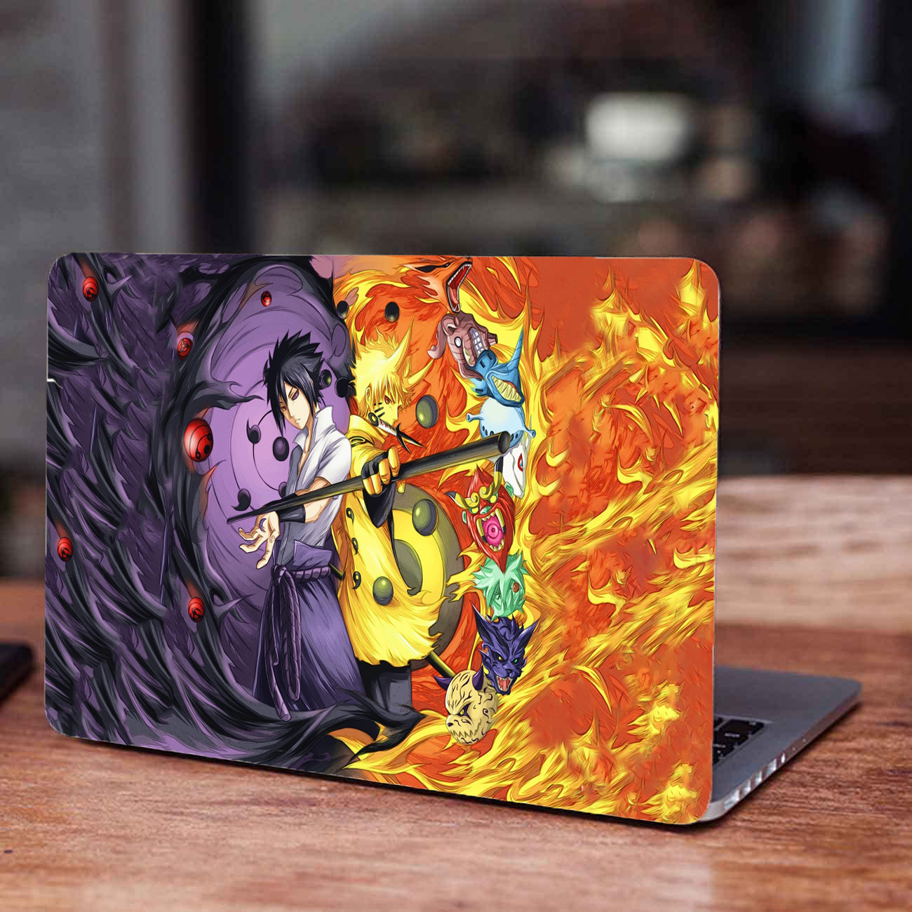 Replix Naruto-Sasuke Anime Vinyl Laptop Skin with Free Sticker Compatible for All Laptops Vinyl Laptop Decal 15.6