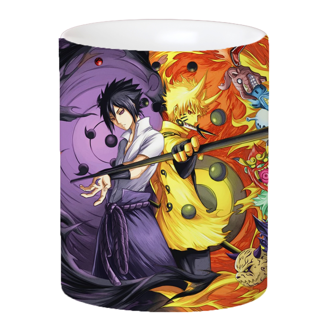 Replix Naruto Anime Printed Coffee Mug, White Ceramic Milk Mug Anime Printed, 350 ml for Gifting and Present (Naruto Sasuke 2)