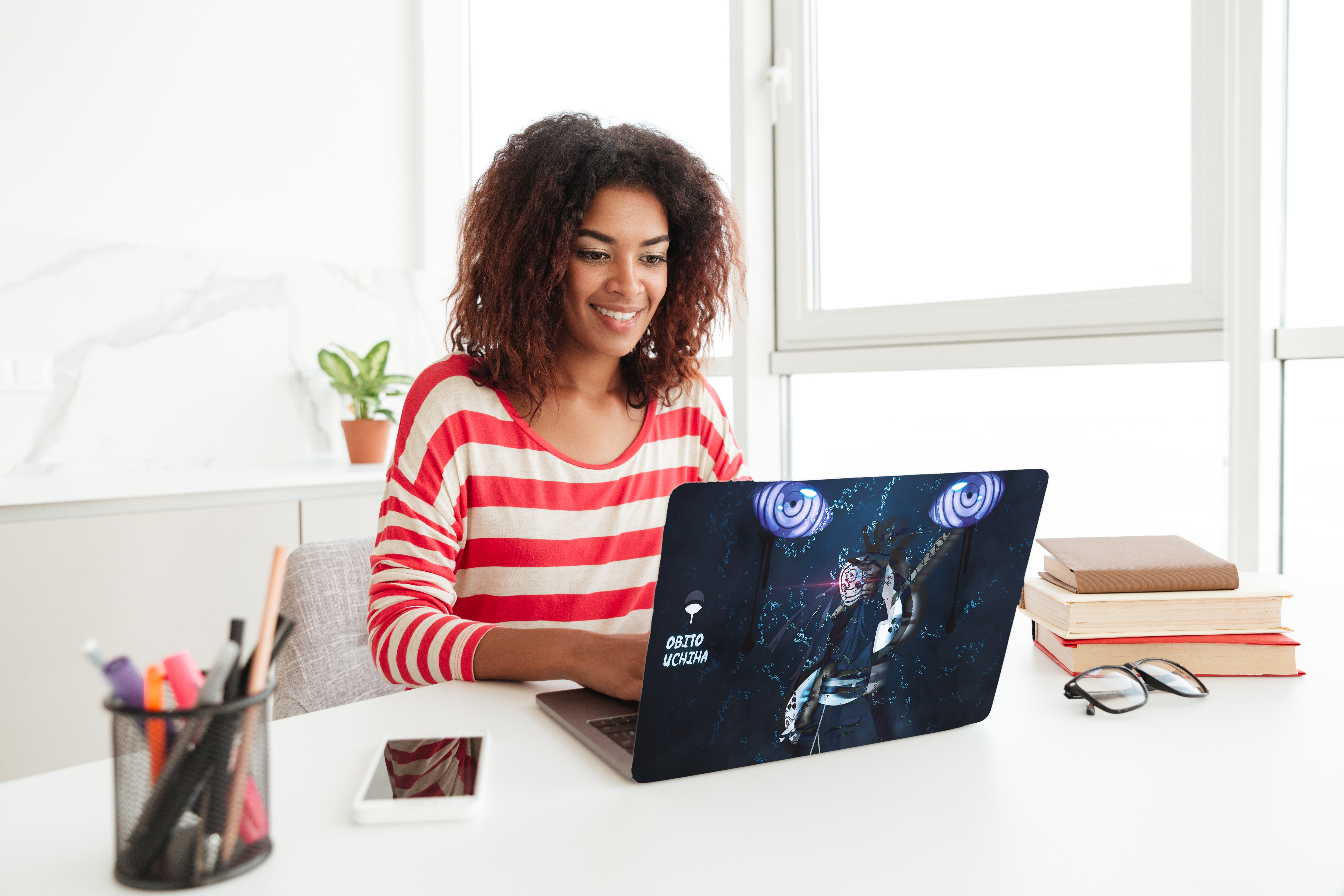 Replix OBITO 2 Anime Vinyl Laptop Skin with Free Sticker Compatible for All Laptops Vinyl Laptop Decal 15.6
