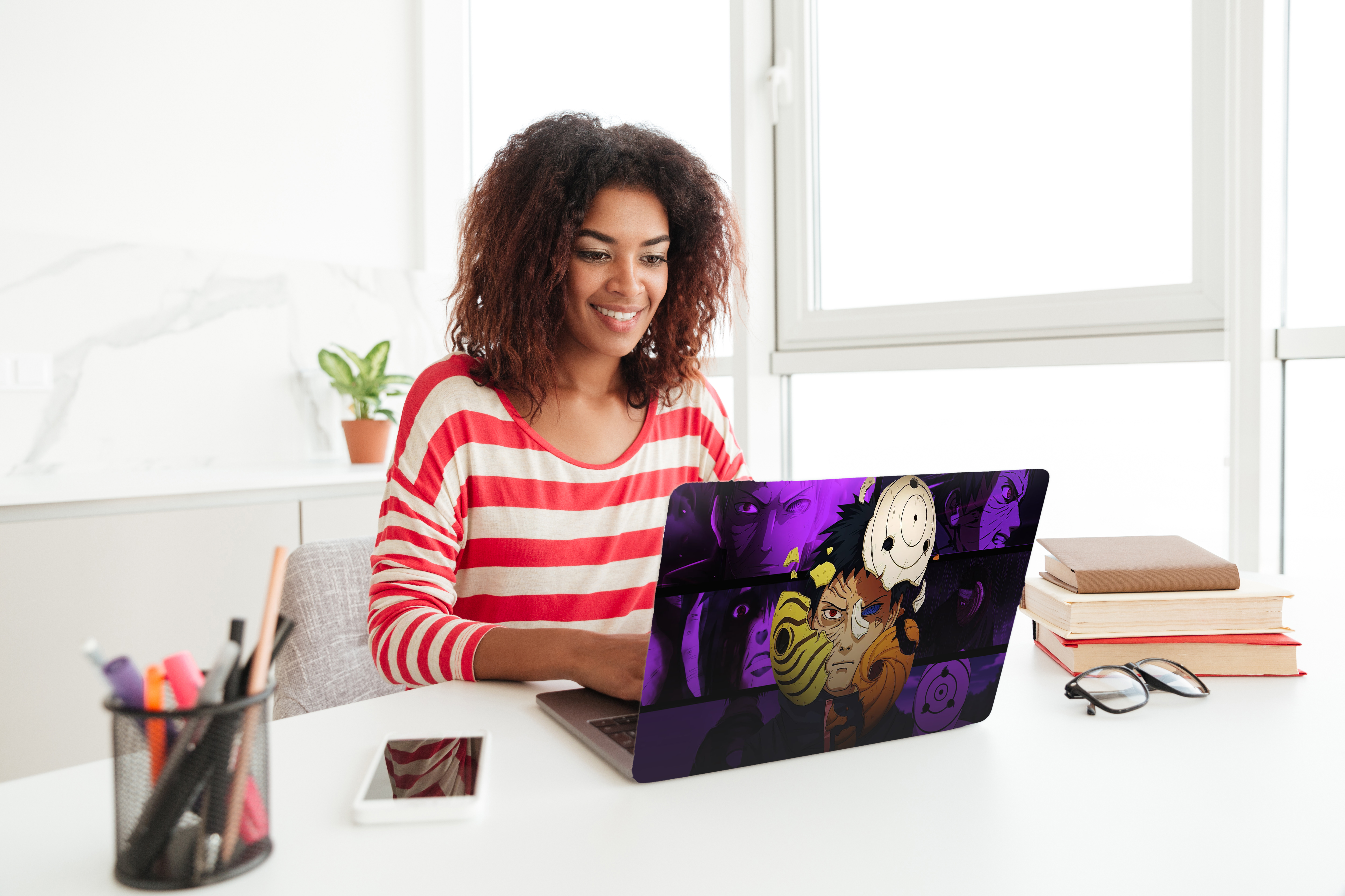 Replix Obito Anime Vinyl Laptop Skin with Free Sticker Compatible for All Laptops Vinyl Laptop Decal 15.6